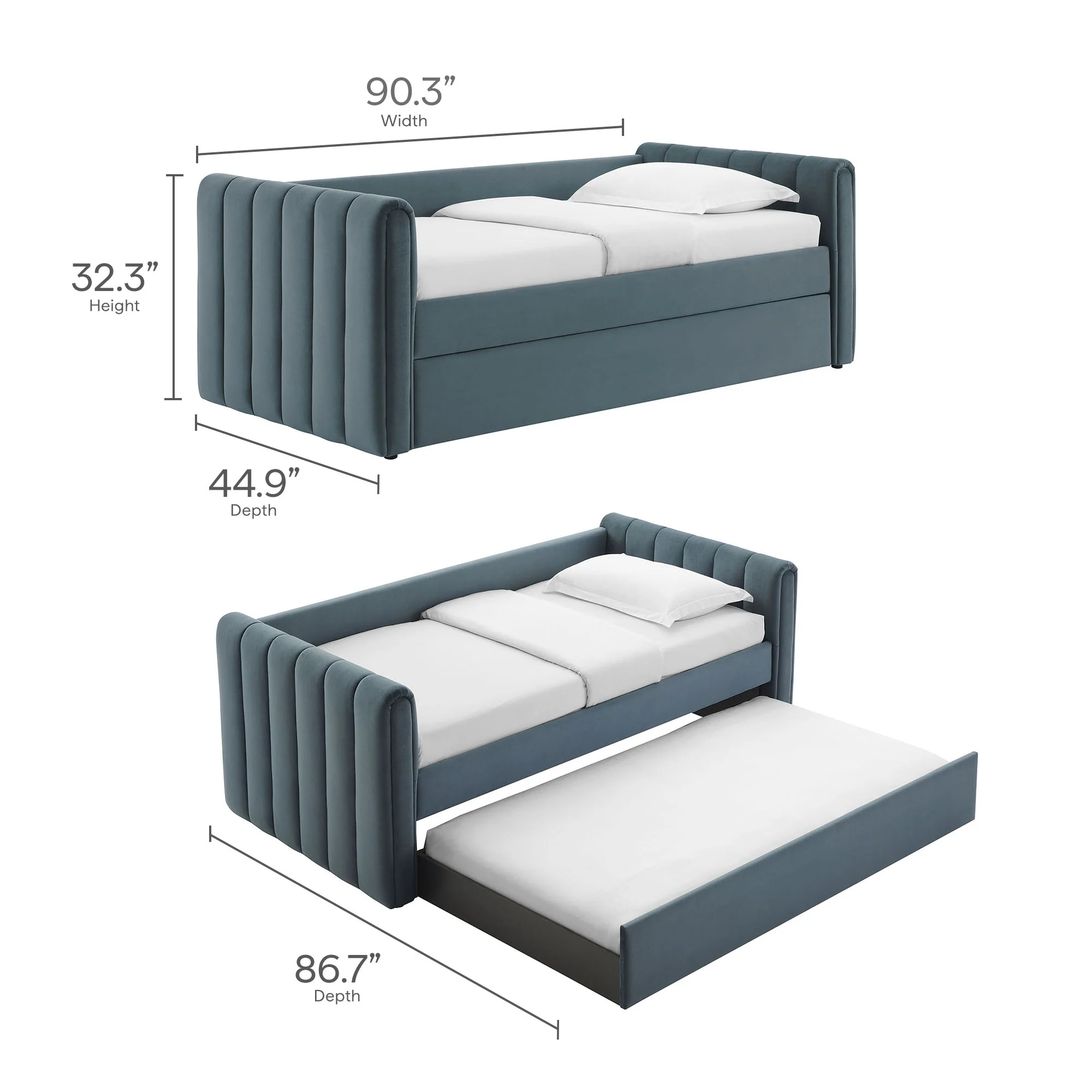Veyla Channel Tufted Performance Velvet Twin Daybed With Trundle by Modway - Image 16