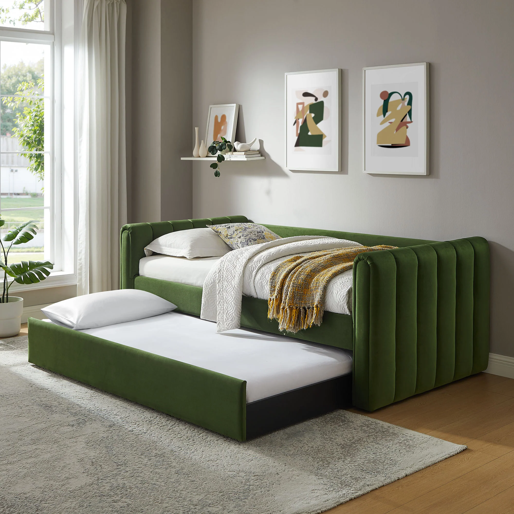 Veyla Channel Tufted Performance Velvet Twin Daybed With Trundle by Modway - Image 22