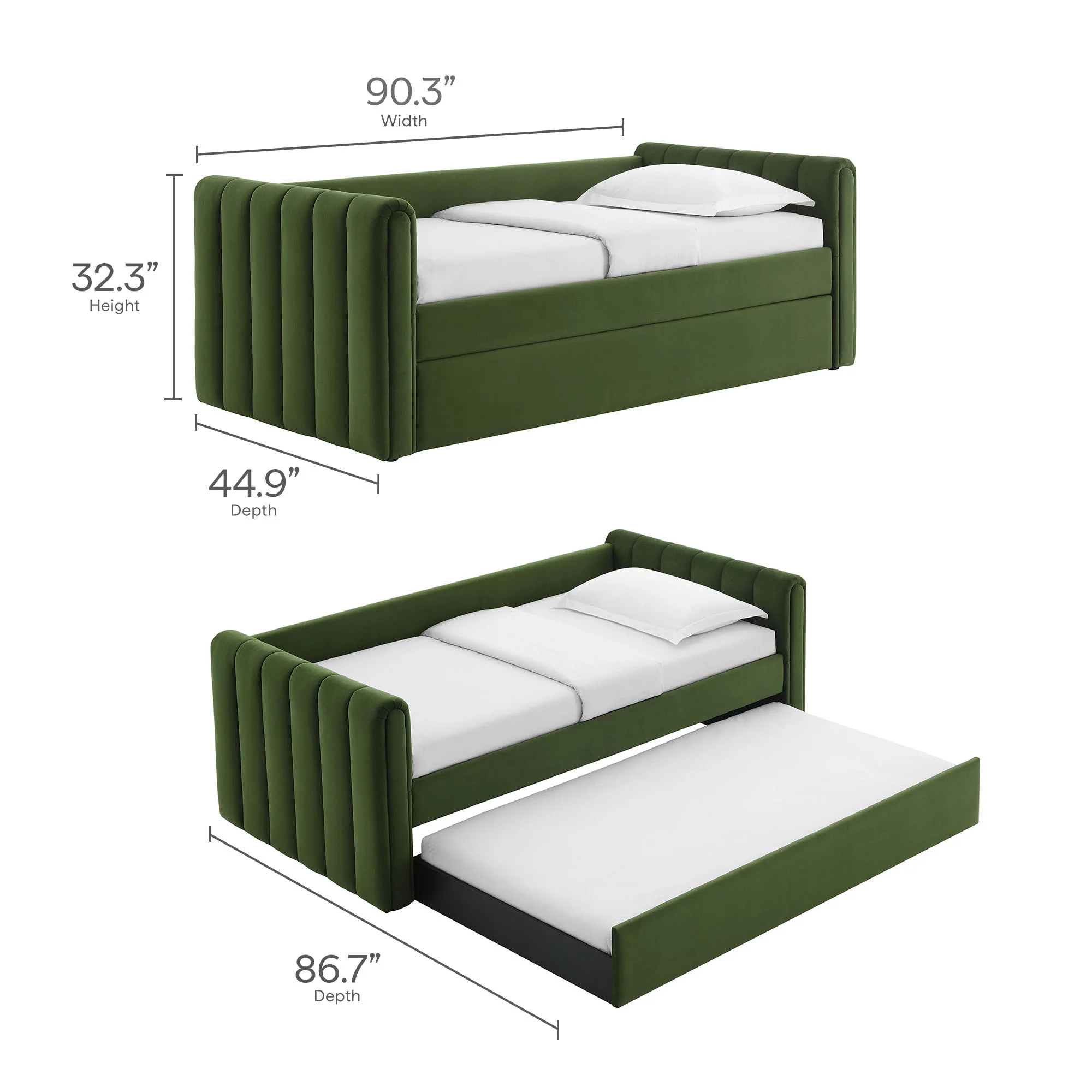Veyla Channel Tufted Performance Velvet Twin Daybed With Trundle by Modway - Image 32
