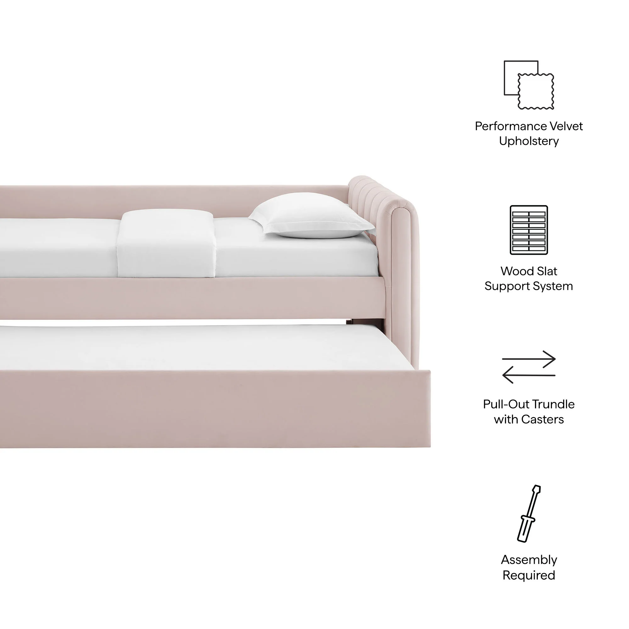 Veyla Channel Tufted Performance Velvet Twin Daybed With Trundle by Modway - Image 47