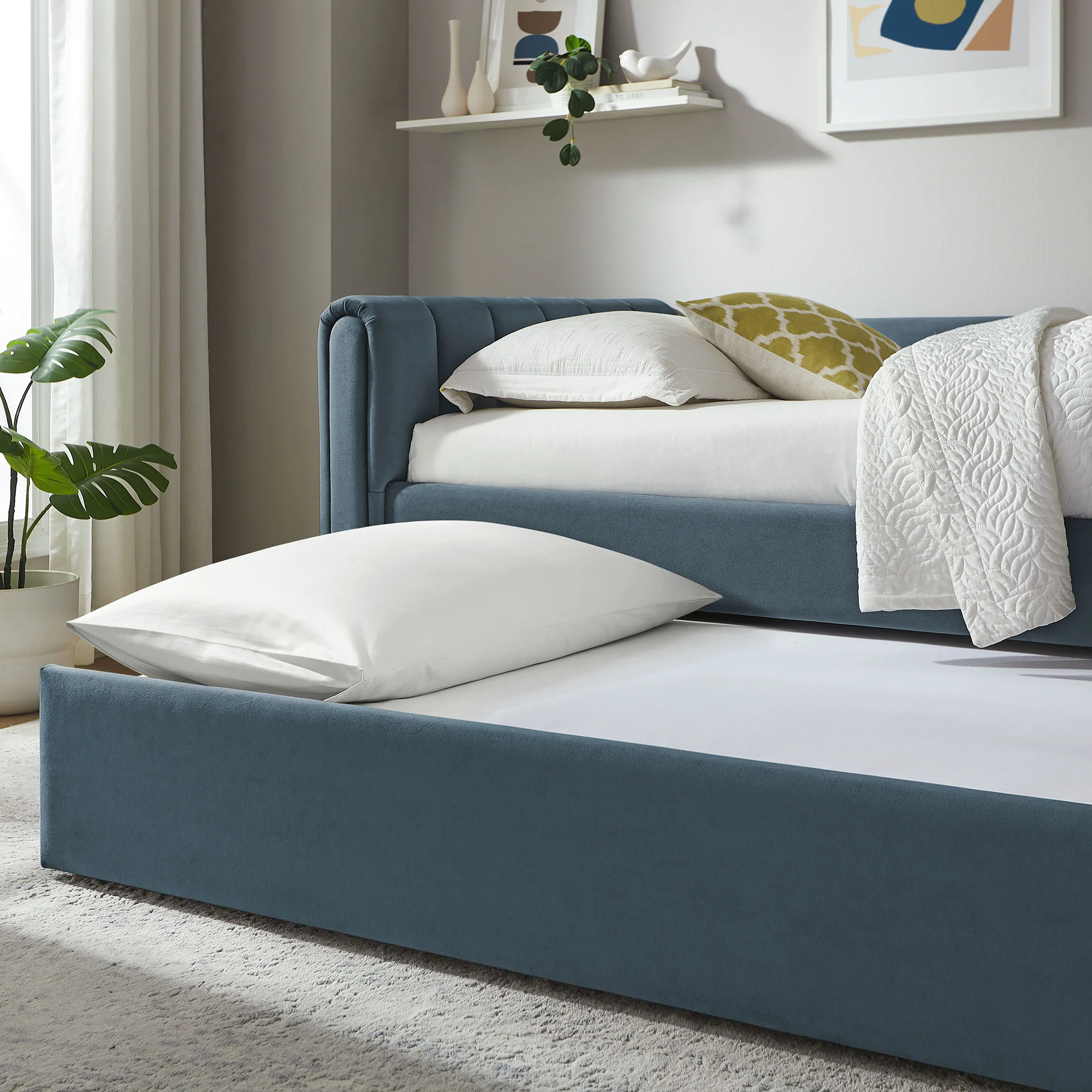 Veyla Channel Tufted Performance Velvet Twin Daybed With Trundle by Modway - Image 5