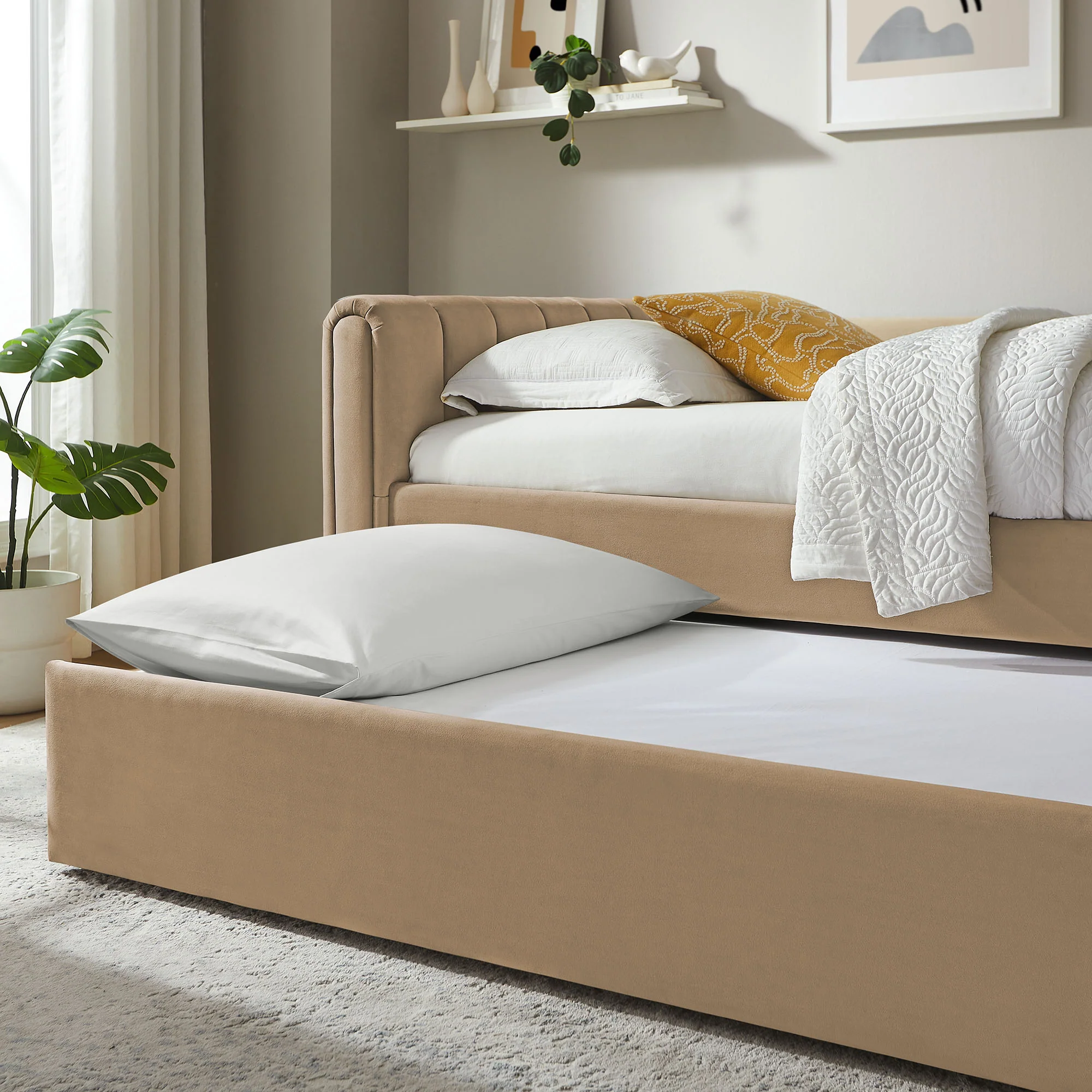 Veyla Channel Tufted Performance Velvet Twin Daybed With Trundle by Modway - Image 52