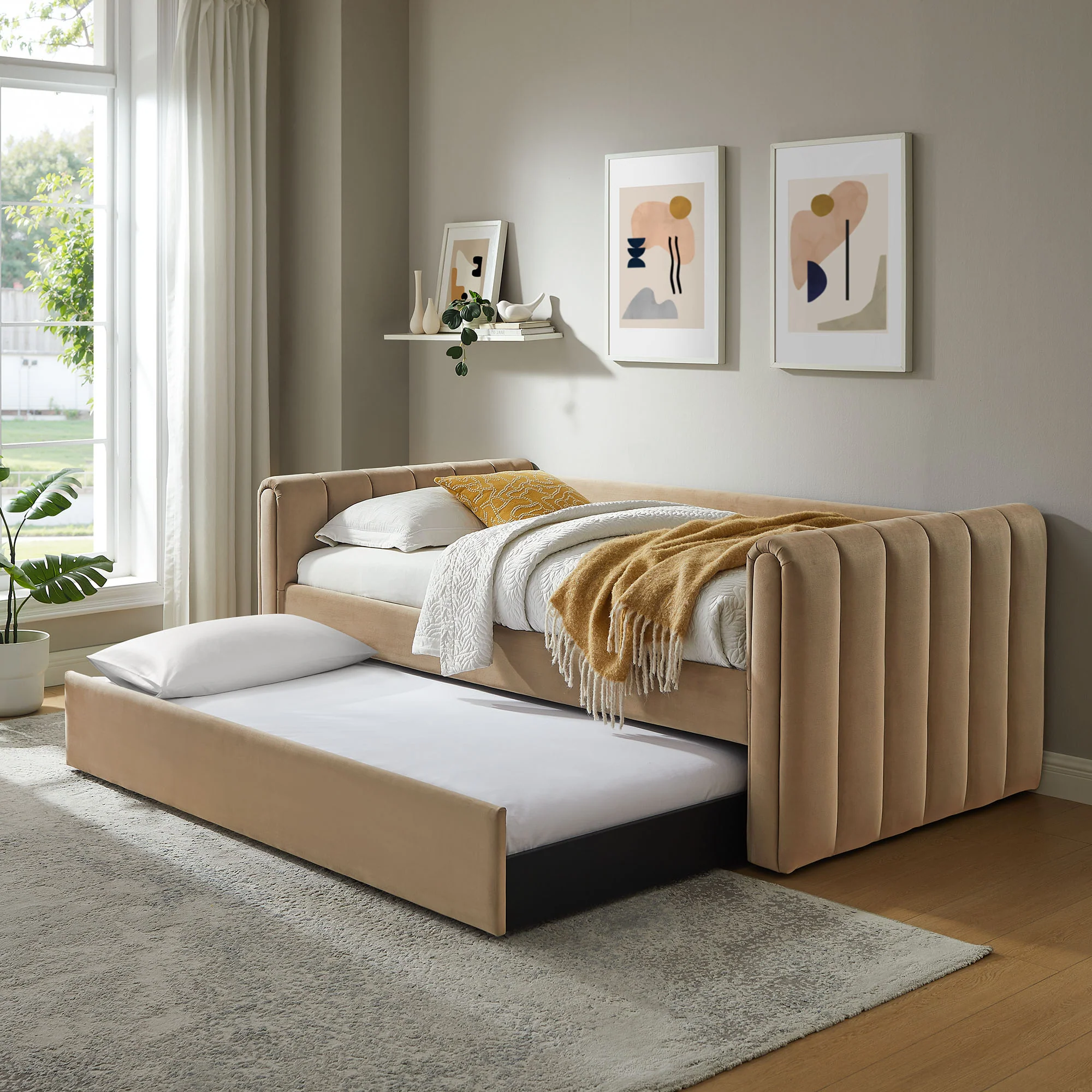 Veyla Channel Tufted Performance Velvet Twin Daybed With Trundle by Modway - Image 54