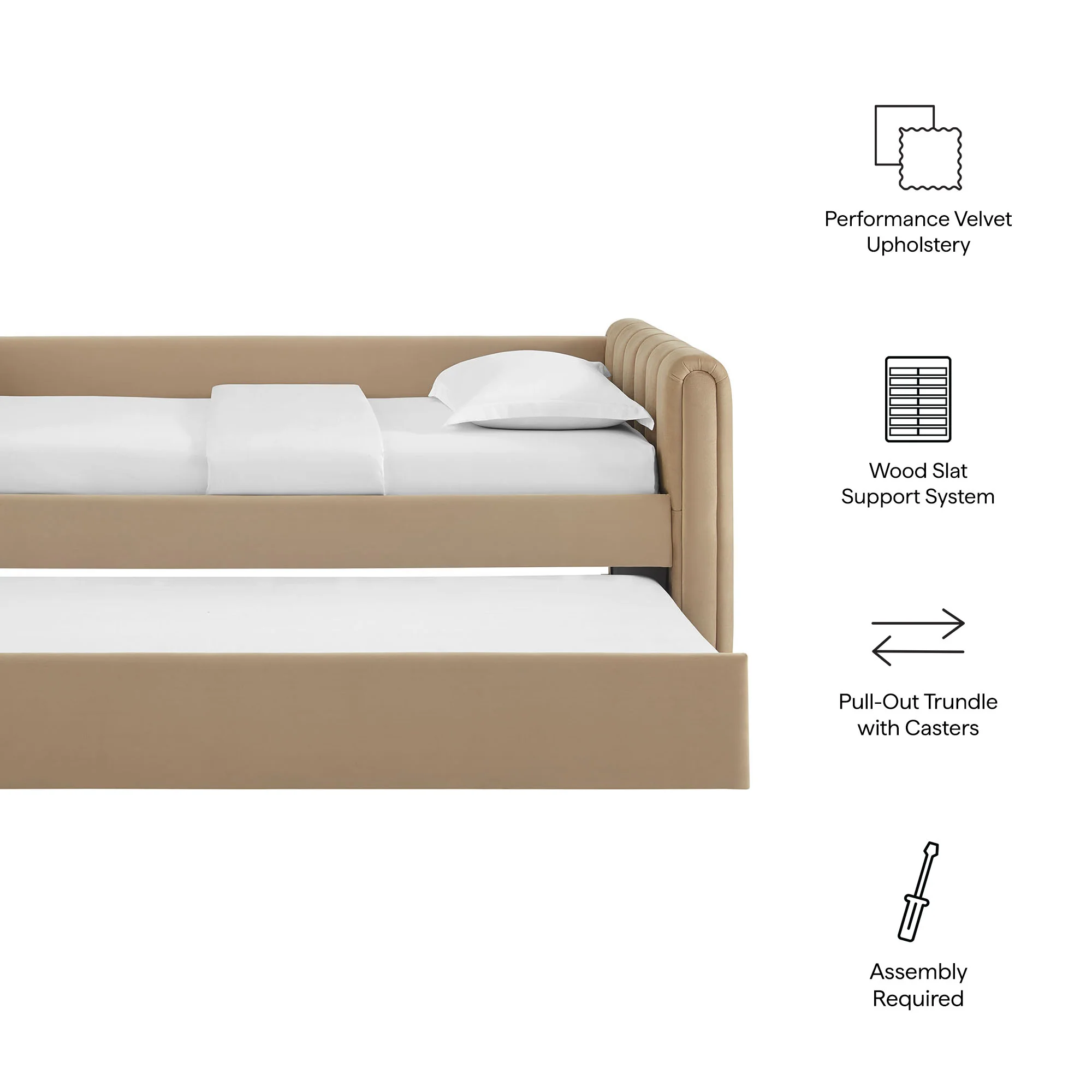 Veyla Channel Tufted Performance Velvet Twin Daybed With Trundle by Modway - Image 63