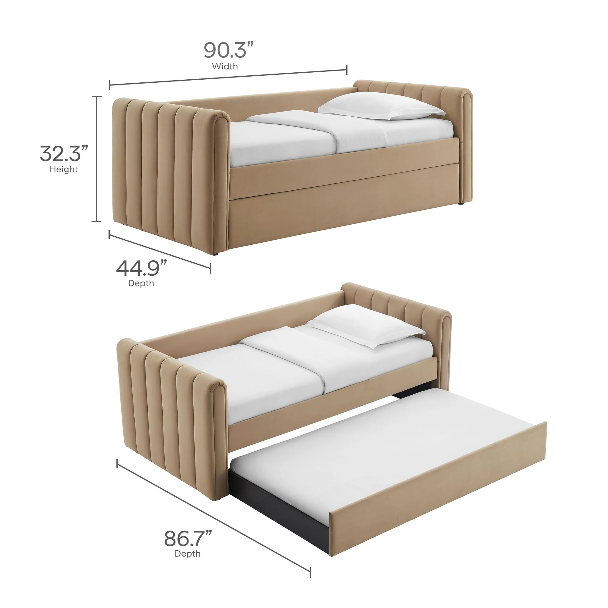 Veyla Channel Tufted Performance Velvet Twin Daybed With Trundle by Modway - Image 64