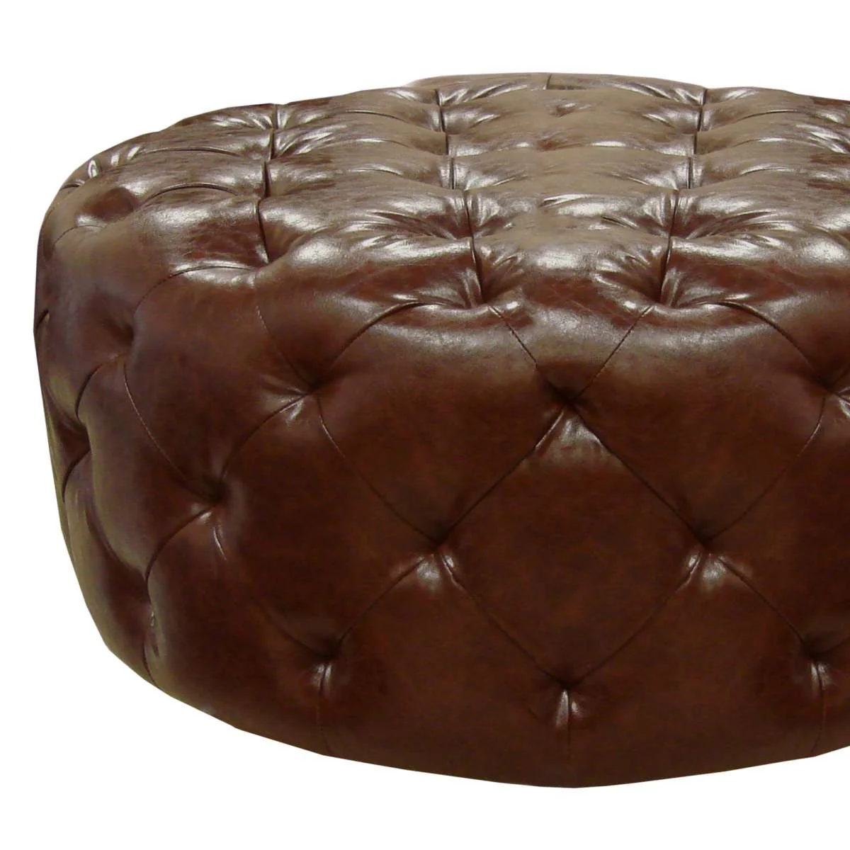 Victoria Ottoman In Brown Bonded Leather By Armen Living - Image 3