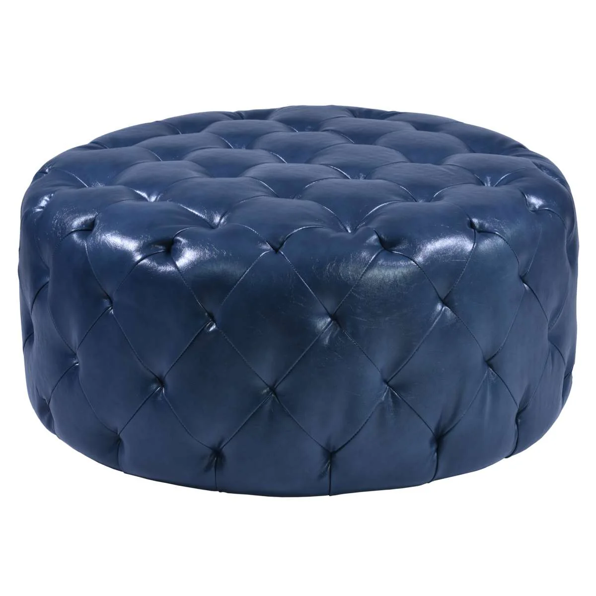 Victoria Ottoman In Brown Bonded Leather By Armen Living - Image 4