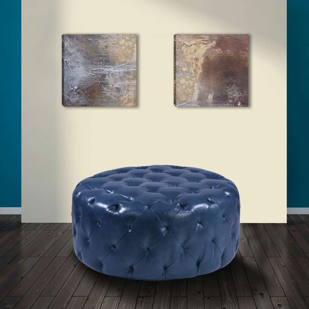 Victoria Ottoman In Brown Bonded Leather By Armen Living - Image 6