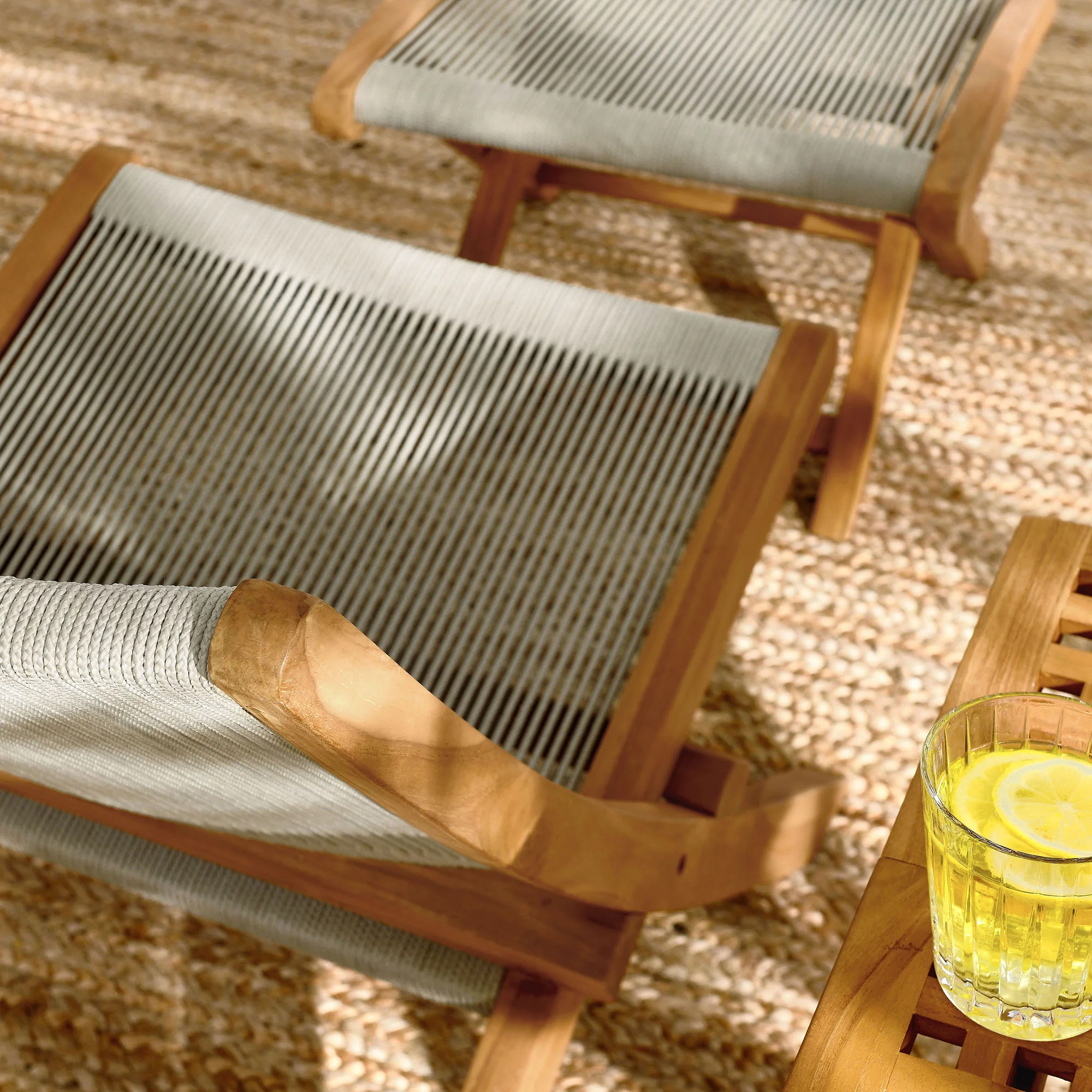 Vienna 2-Piece Outdoor Patio Teak and Rope Folding Accent Lounge Chair and Ottoman Set by Modway - Image 10