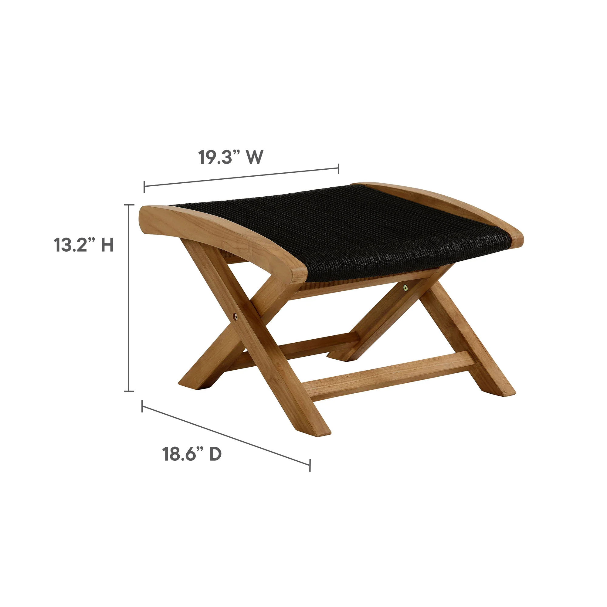 Vienna 2-Piece Outdoor Patio Teak and Rope Folding Accent Lounge Chair and Ottoman Set by Modway - Image 7
