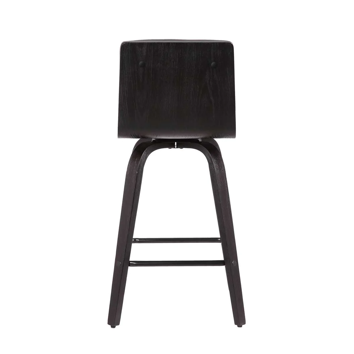 Vienna 26" Counter Height Swivel Grey Faux Leather and Black Wood Bar Stool By Armen Living - Image 3