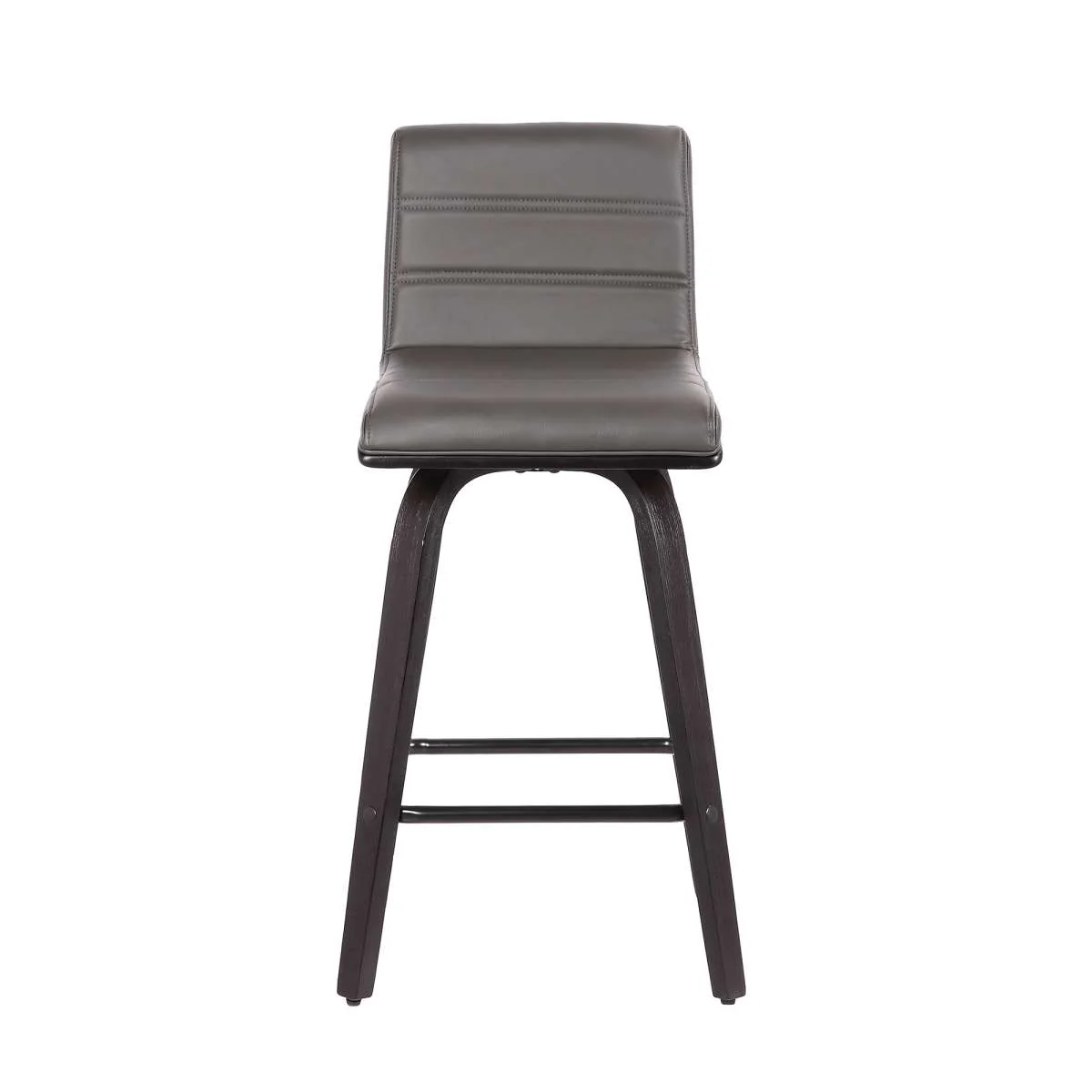 Vienna 26" Counter Height Swivel Grey Faux Leather and Black Wood Bar Stool By Armen Living - Image 5