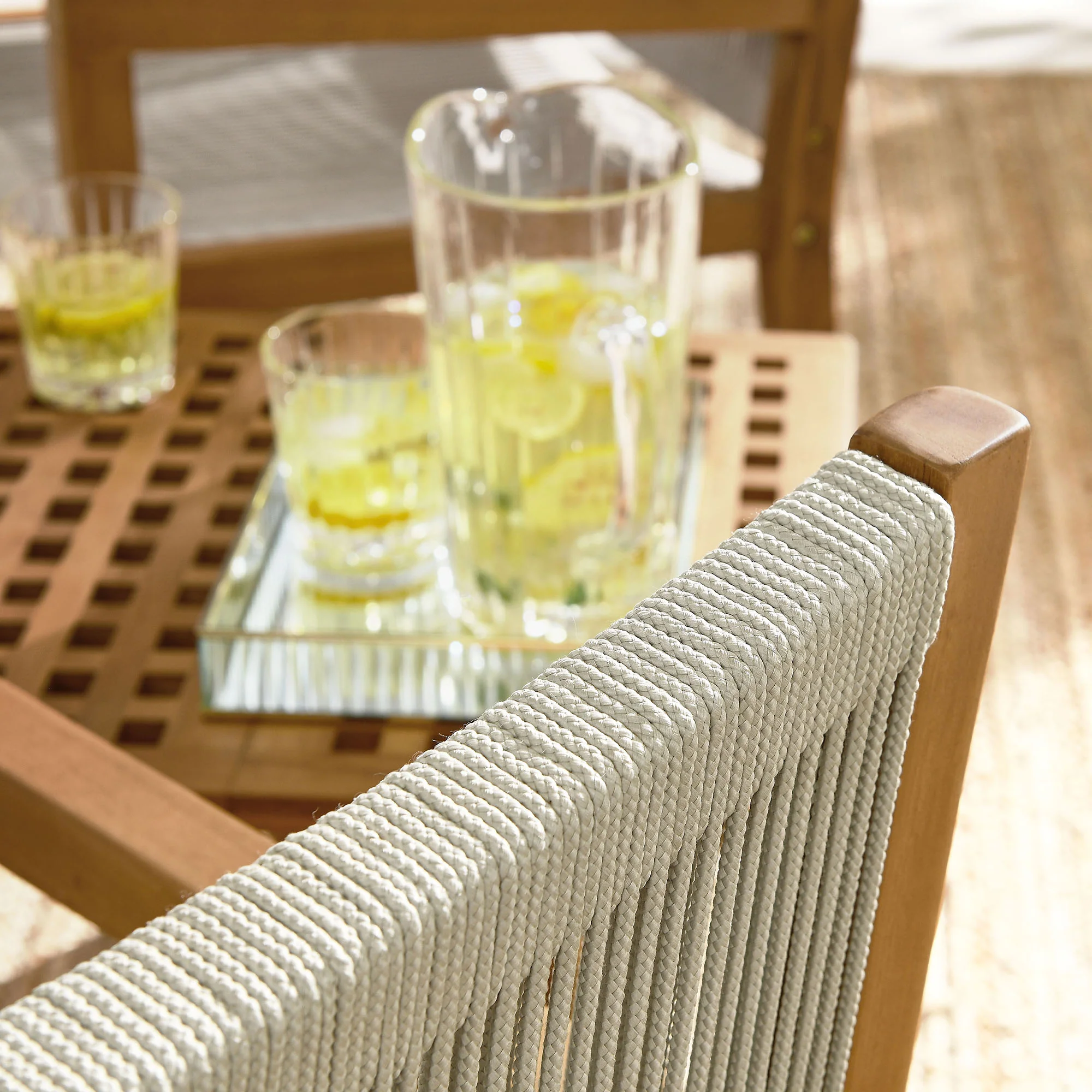 Vienna 3-Piece Outdoor Patio Teak and Rope Armchairs with Folding Side Table by Modway - Image 8