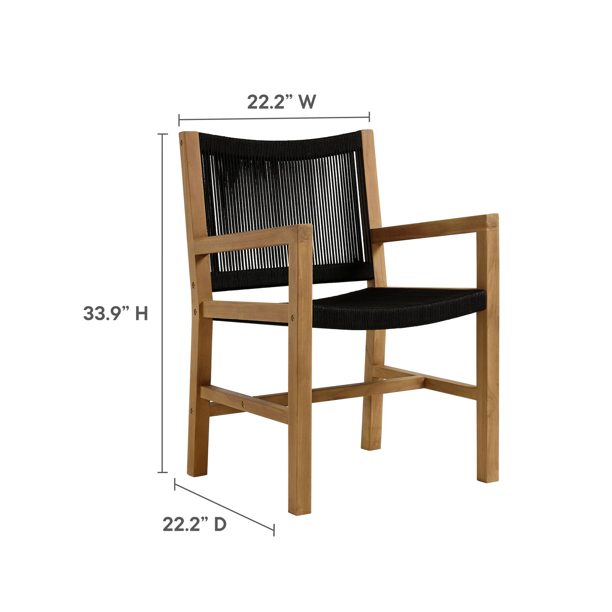 Vienna 3-Piece Outdoor Patio Teak and Rope Dining Set with Armchairs by Modway - Image 5
