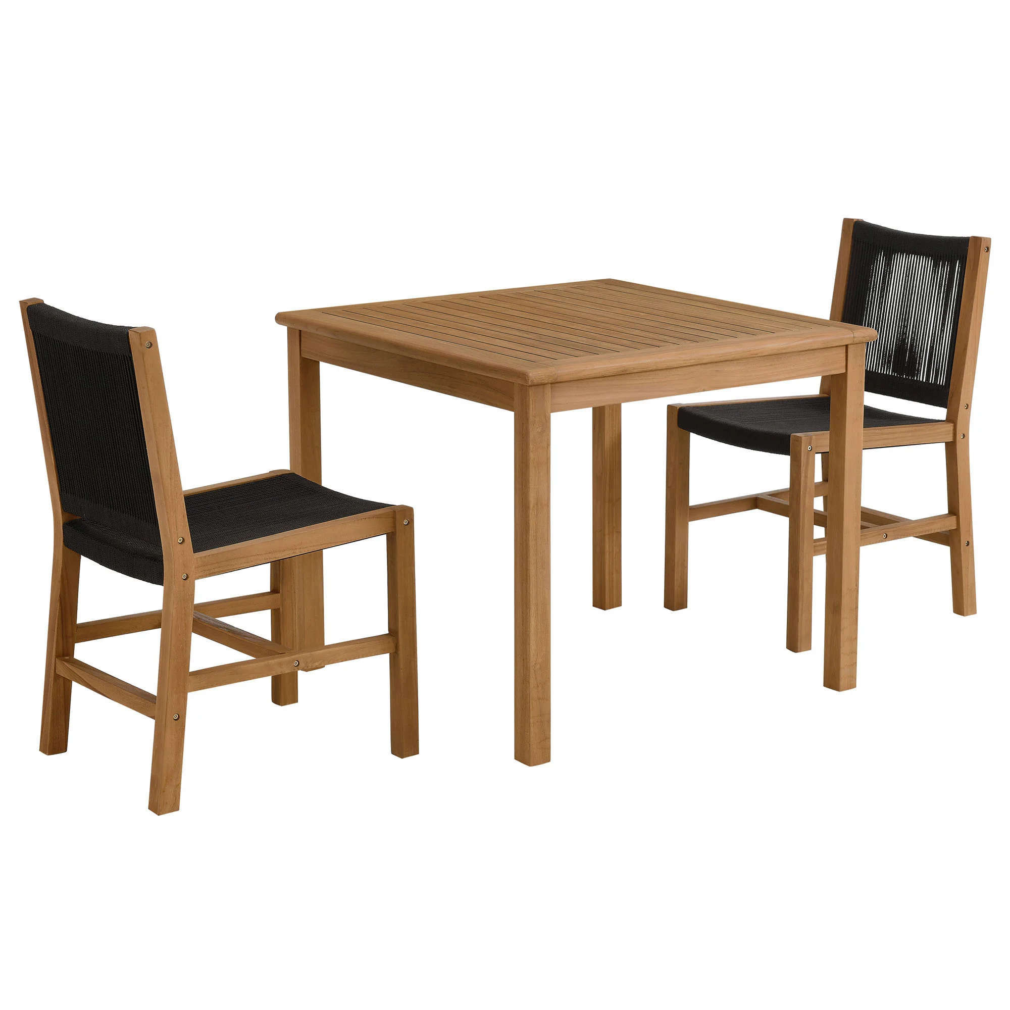 Vienna 3-Piece Outdoor Patio Teak and Rope Dining Set with Armless Chiars by Modway - Image 2