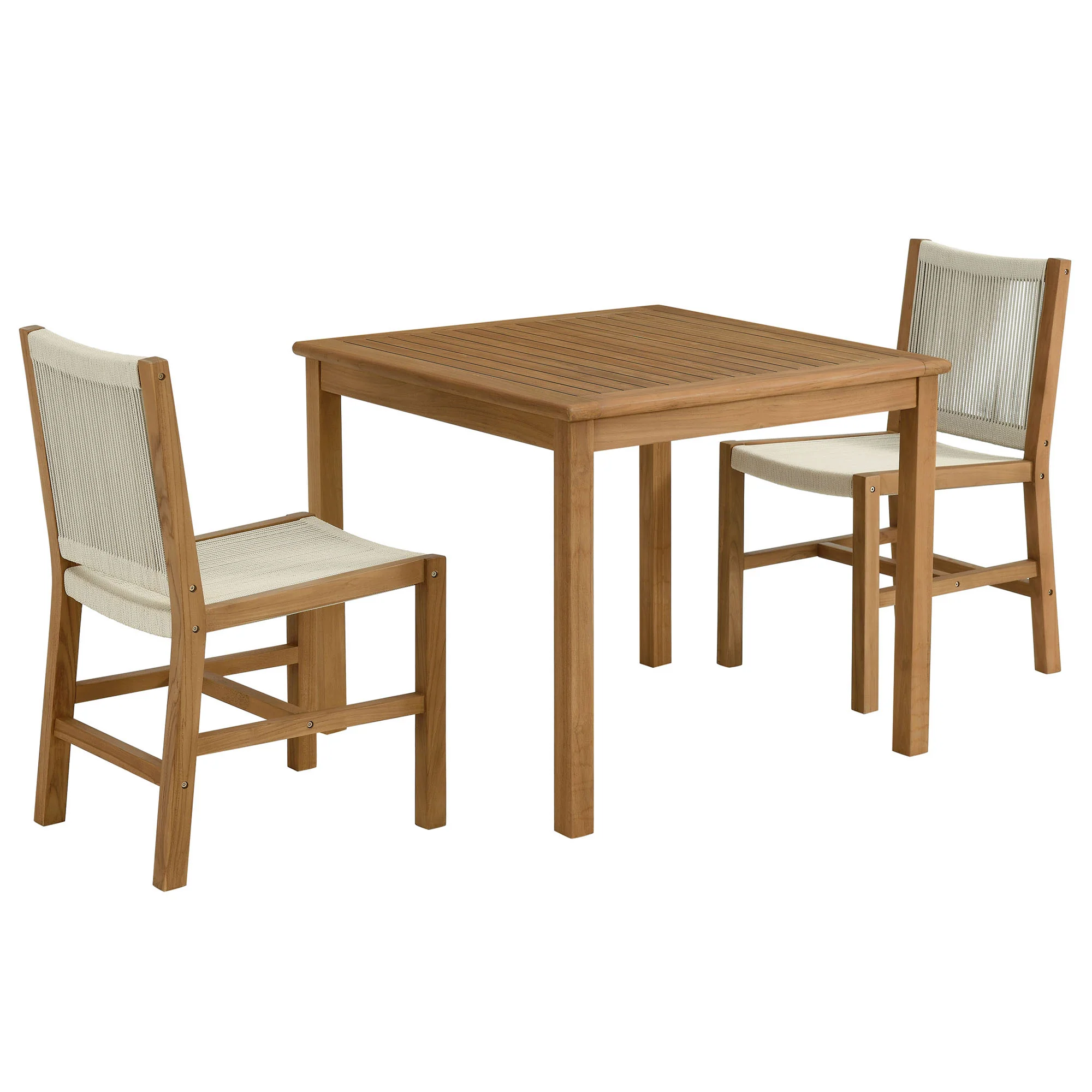 Vienna 3-Piece Outdoor Patio Teak and Rope Dining Set with Armless Chiars by Modway - Image 7