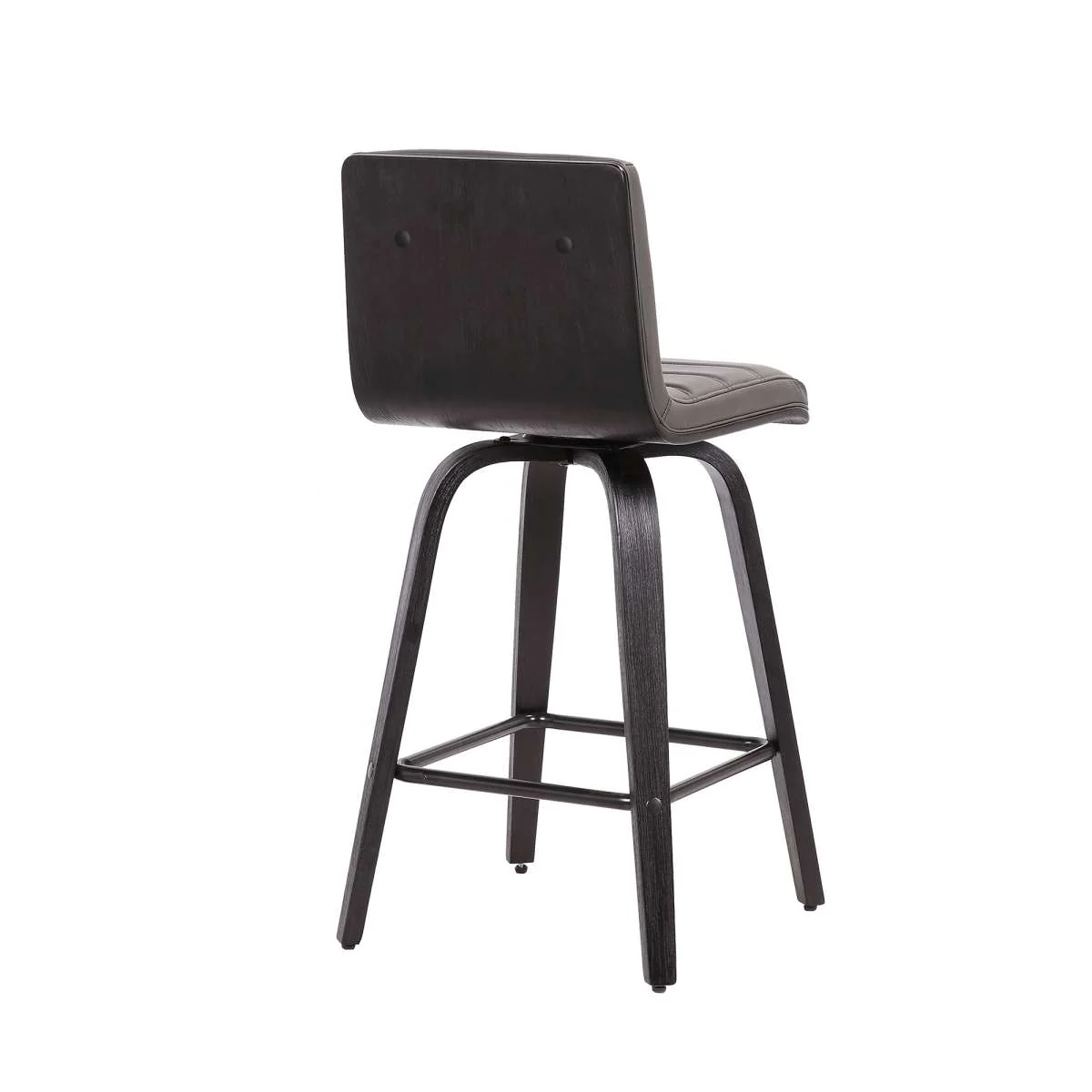 Vienna 30" Bar Height Swivel Grey Faux Leather and Black Wood Bar Stool By Armen Living - Image 4