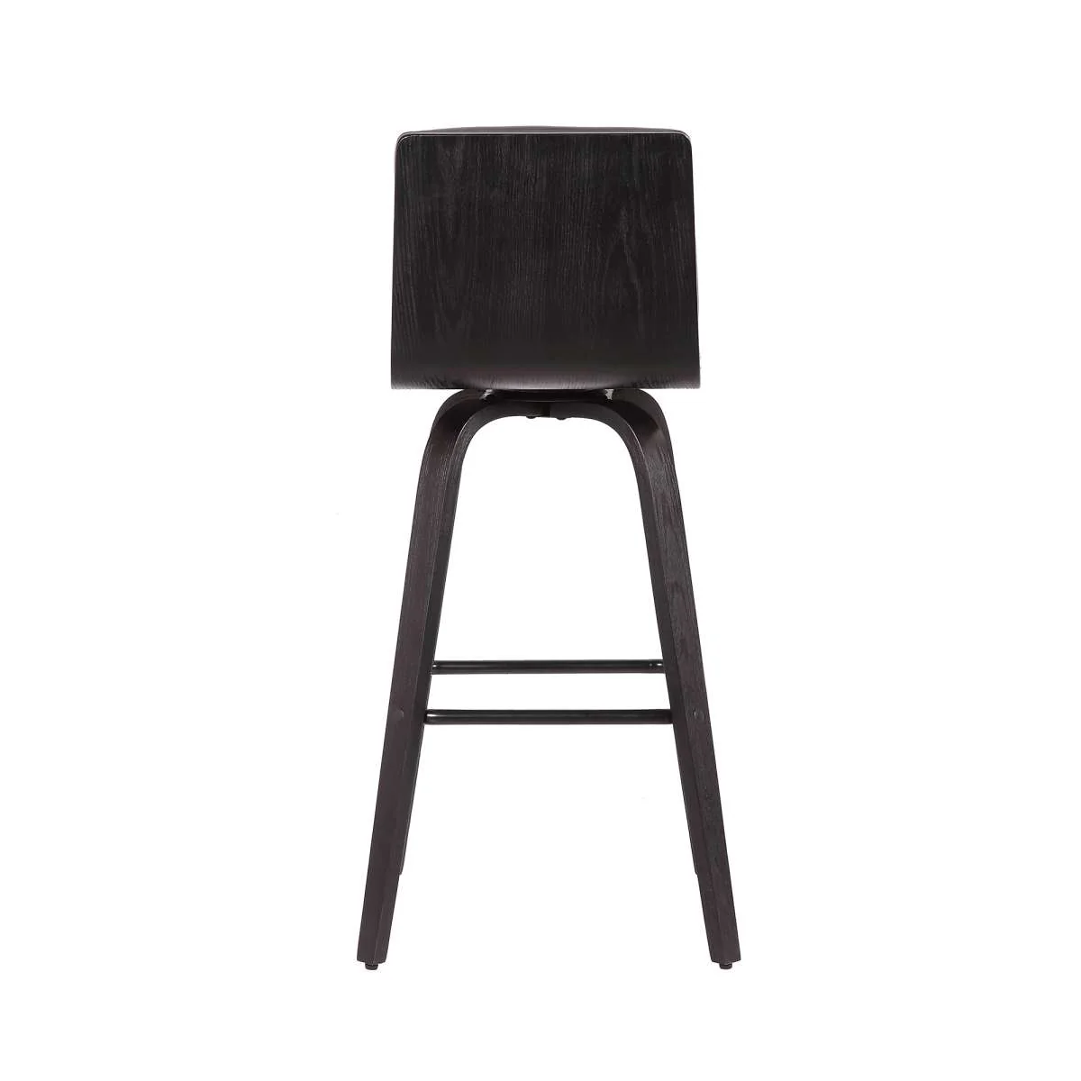 Vienna 30" Bar Height Swivel Grey Faux Leather and Black Wood Bar Stool By Armen Living - Image 5