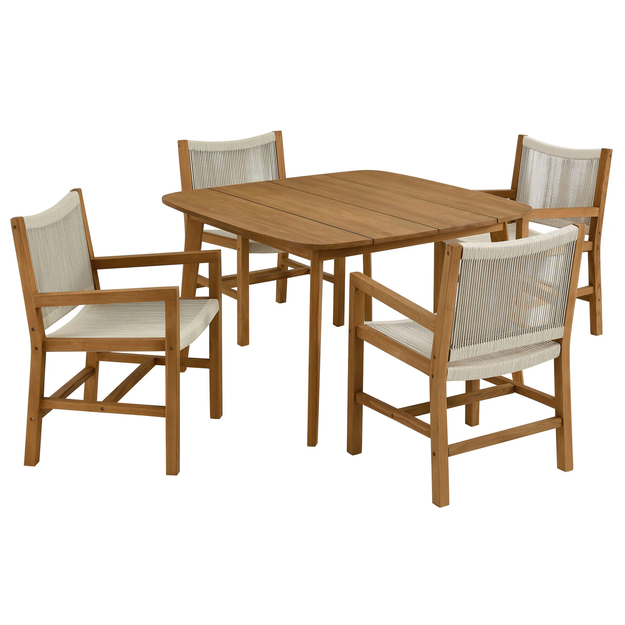 Vienna 5-Piece Outdoor Patio Teak and Rope Dining Set with Armchairs by Modway - Image 7