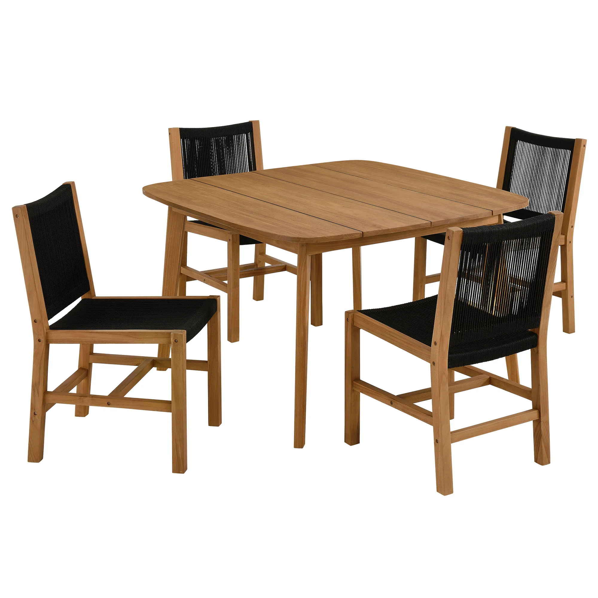 Vienna 5-Piece Outdoor Patio Teak and Rope Dining Set with Armless Chairs by Modway - Image 2
