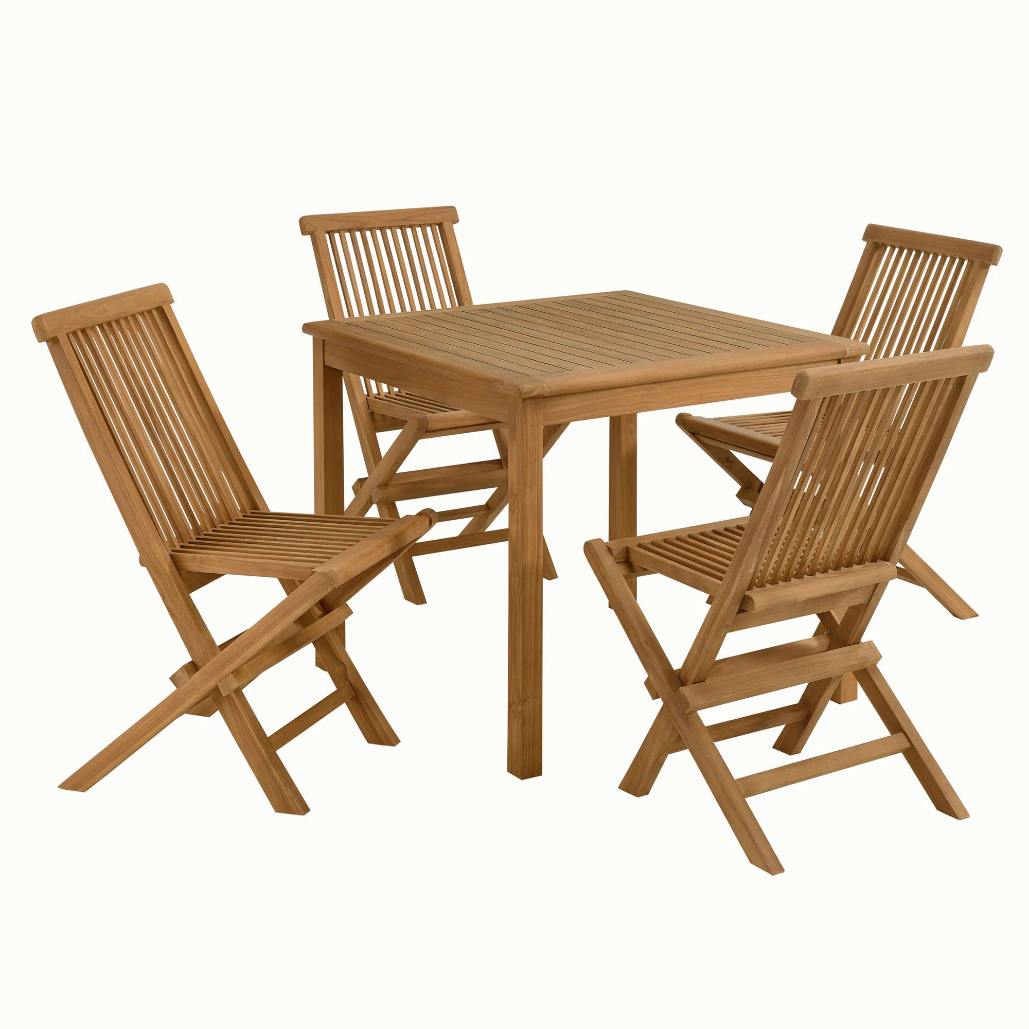 Vienna 5-Piece Outdoor Patio Teak Wood Dining Set with Folding Chairs by Modway - Image 2