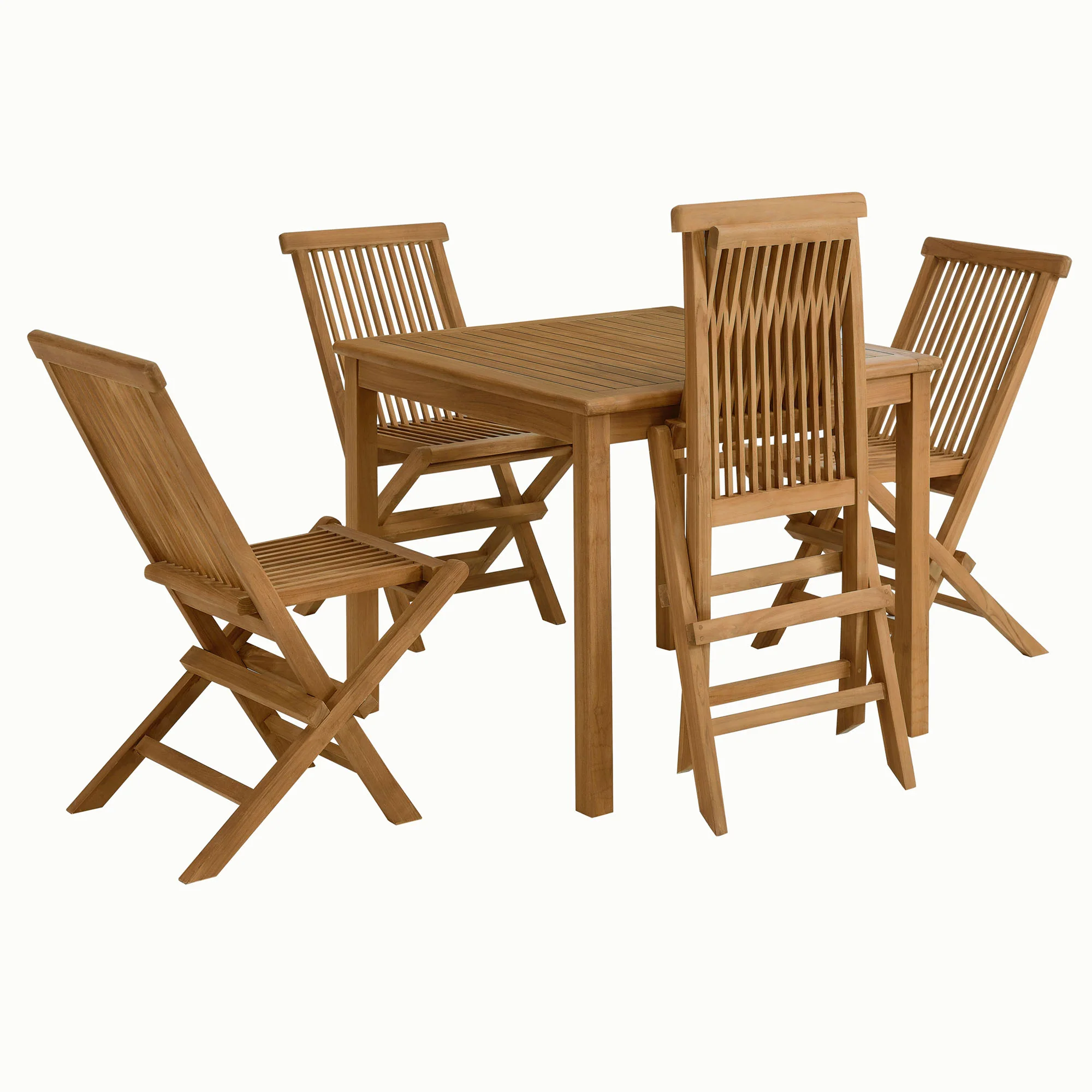 Vienna 5-Piece Outdoor Patio Teak Wood Dining Set with Folding Chairs by Modway - Image 3