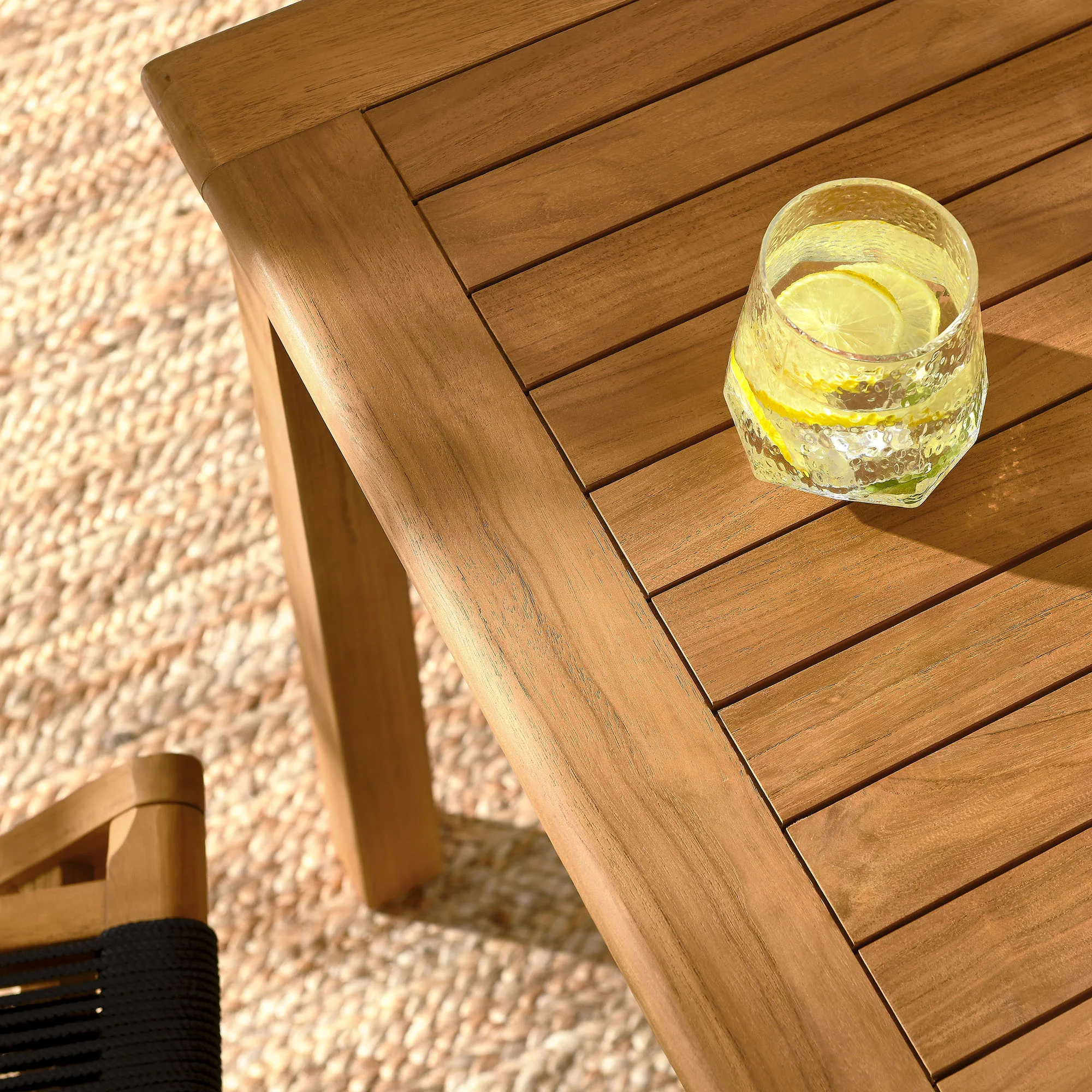Vienna 5-Piece Outdoor Patio Teak Wood Dining Set with Rope Folding Chairs by Modway - Image 4