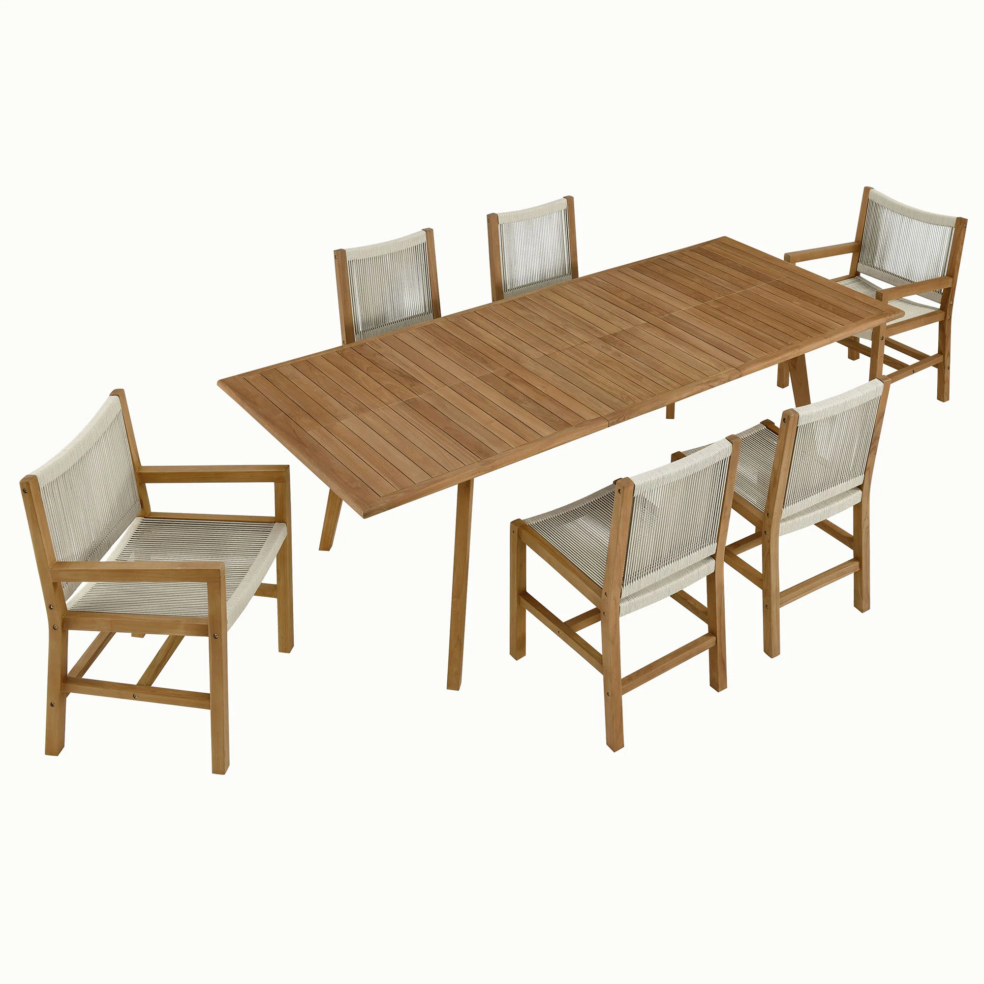 Vienna 7-Piece Outdoor Patio Teak and Rope Dining Set by Modway - Image 8