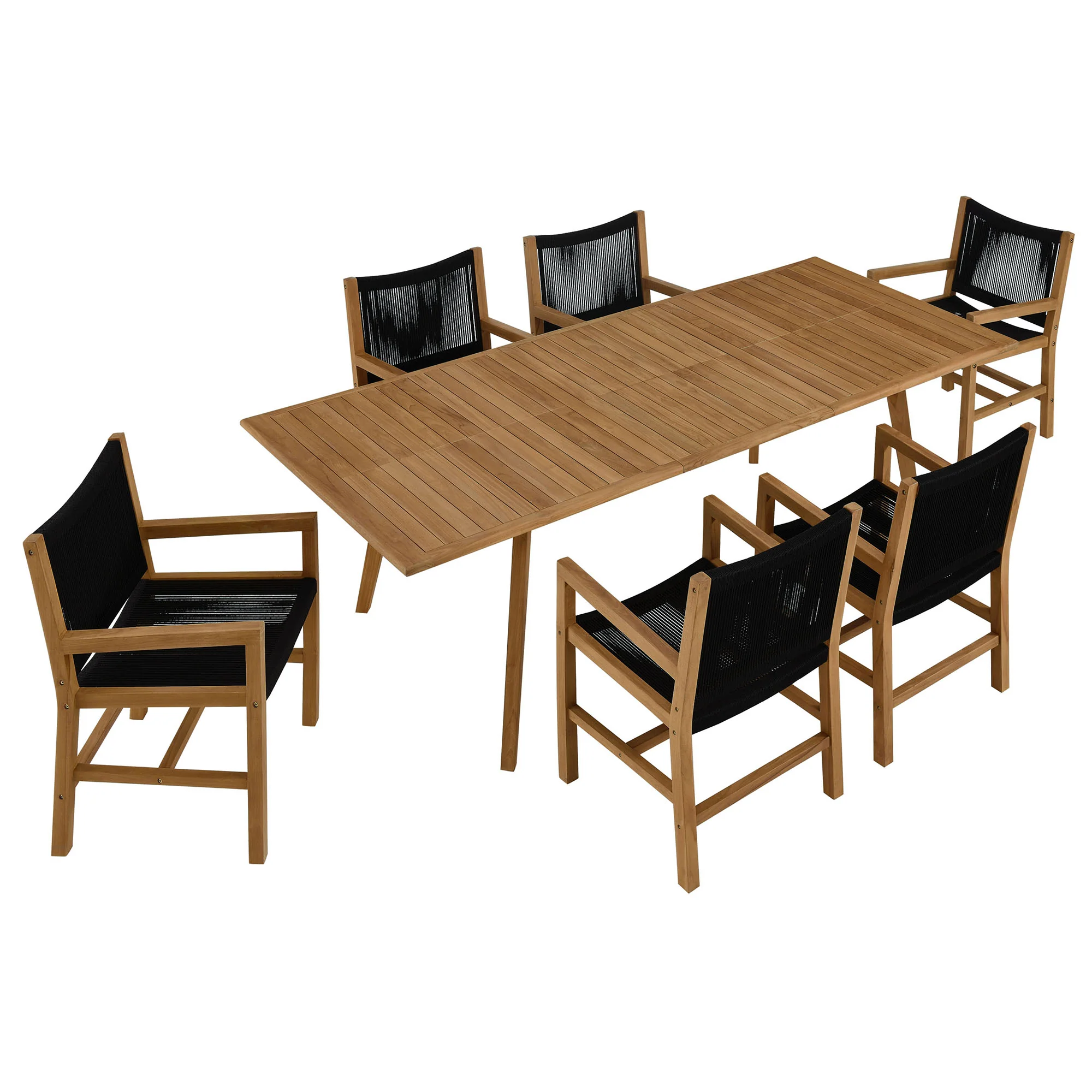 Vienna 7-Piece Outdoor Patio Teak and Rope Dining Set with Armchairs by Modway - Image 2