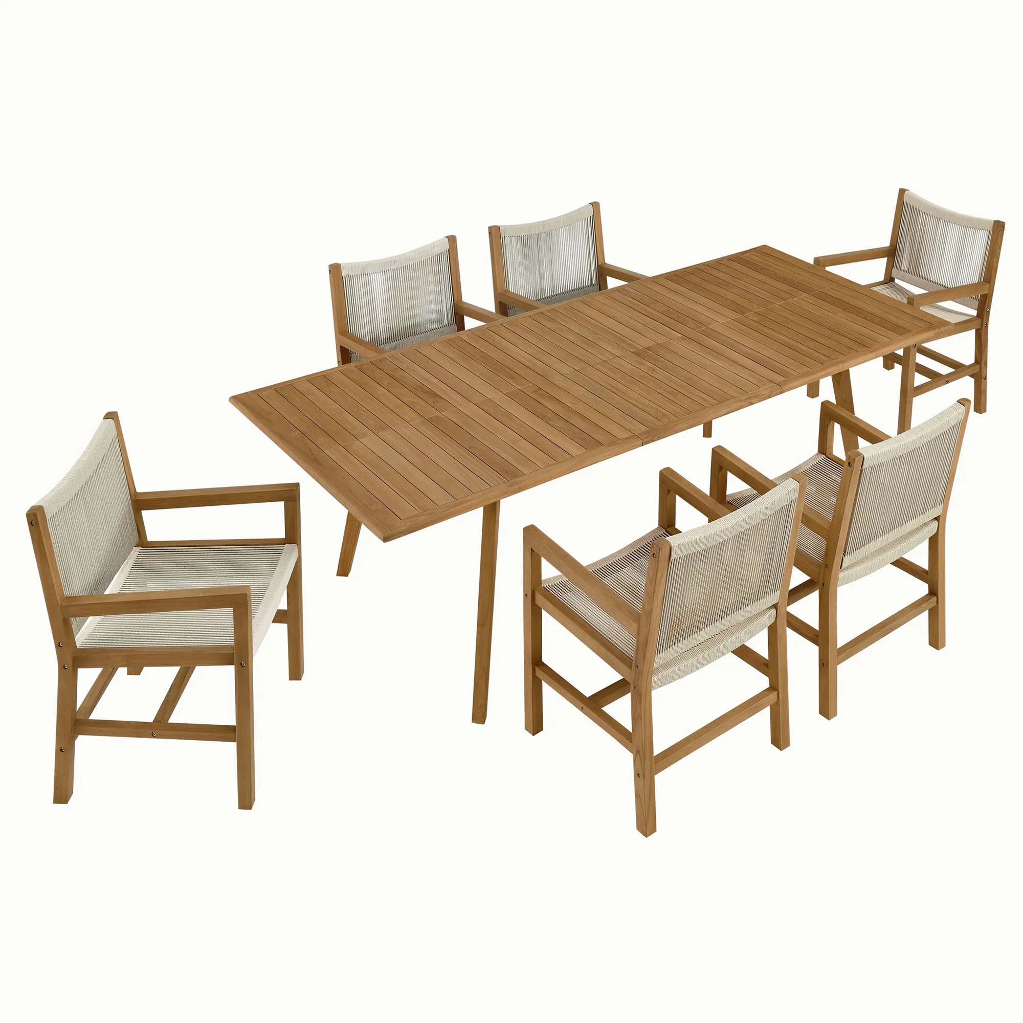 Vienna 7-Piece Outdoor Patio Teak and Rope Dining Set with Armchairs by Modway - Image 7