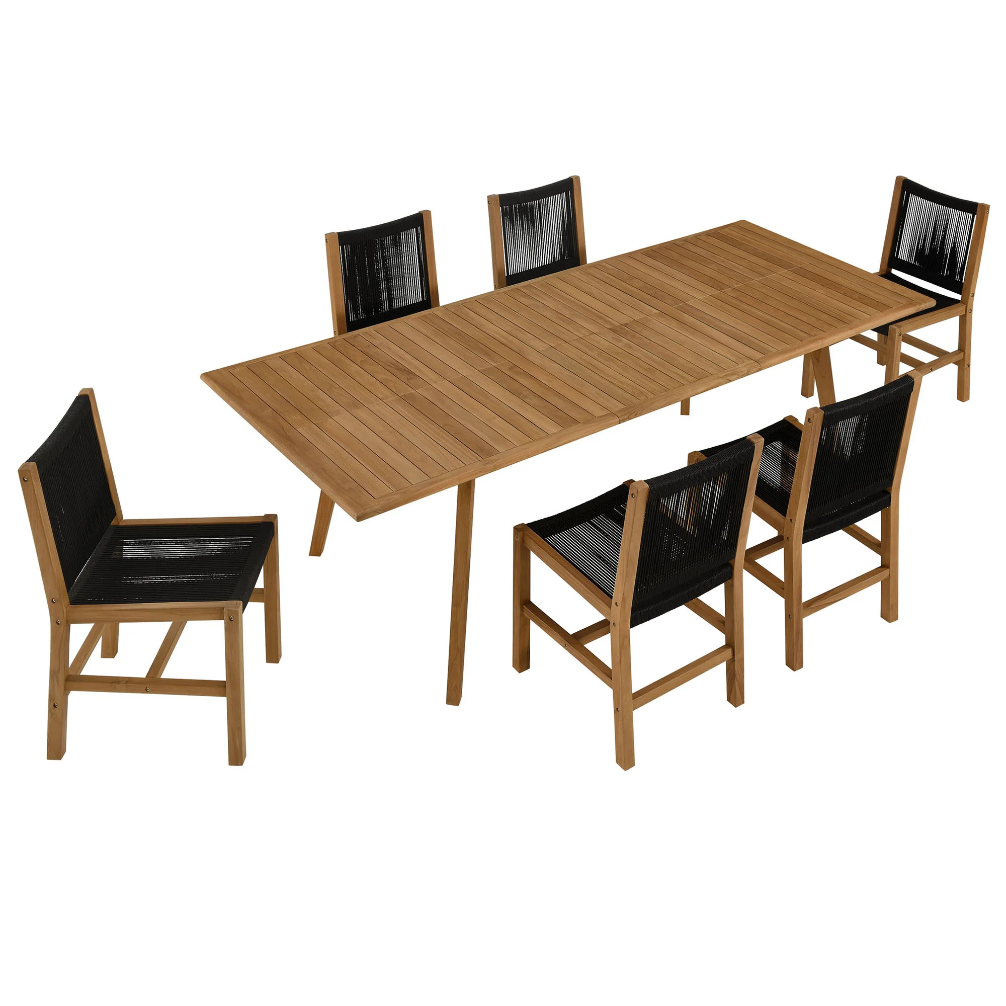 Vienna 7-Piece Outdoor Patio Teak and Rope Dining Set with Armless Chairs by Modway - Image 2