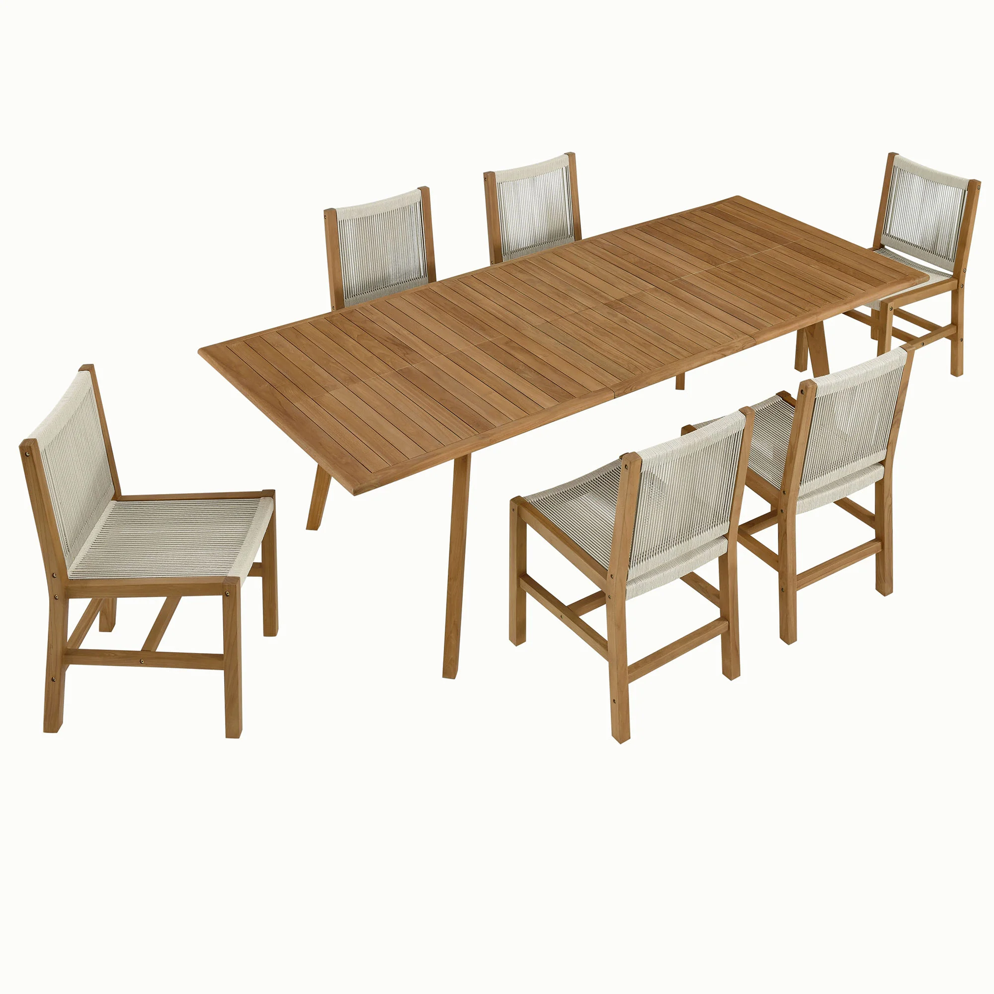 Vienna 7-Piece Outdoor Patio Teak and Rope Dining Set with Armless Chairs by Modway - Image 7