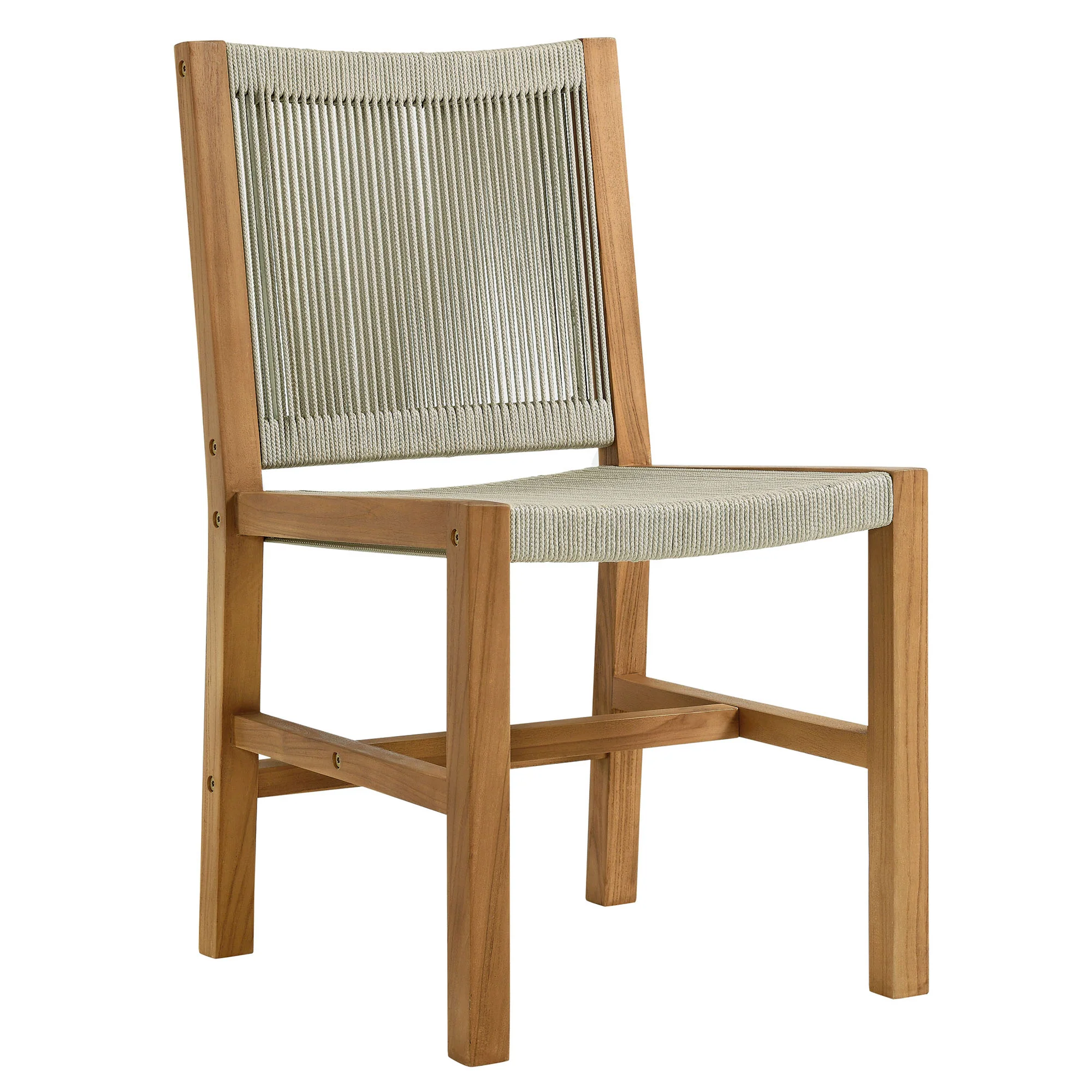 Vienna Outdoor Patio Teak and Rope Armless Dining Chairs Set of 2 by Modway - Image 12