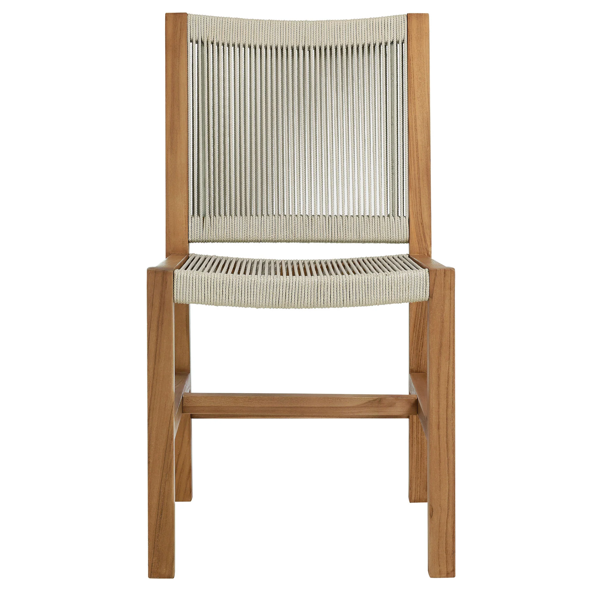 Vienna Outdoor Patio Teak and Rope Armless Dining Chairs Set of 2 by Modway - Image 15