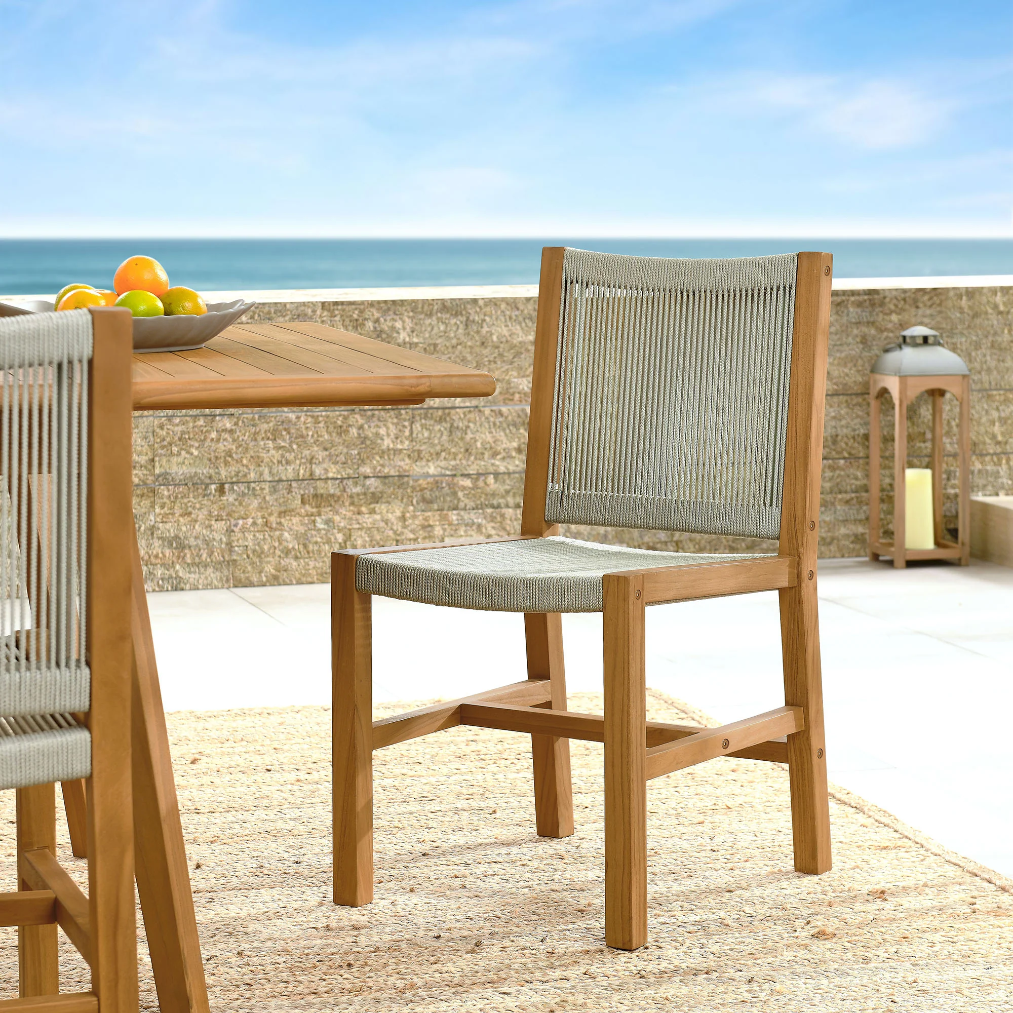 Vienna Outdoor Patio Teak and Rope Armless Dining Chairs Set of 2 by Modway - Image 18