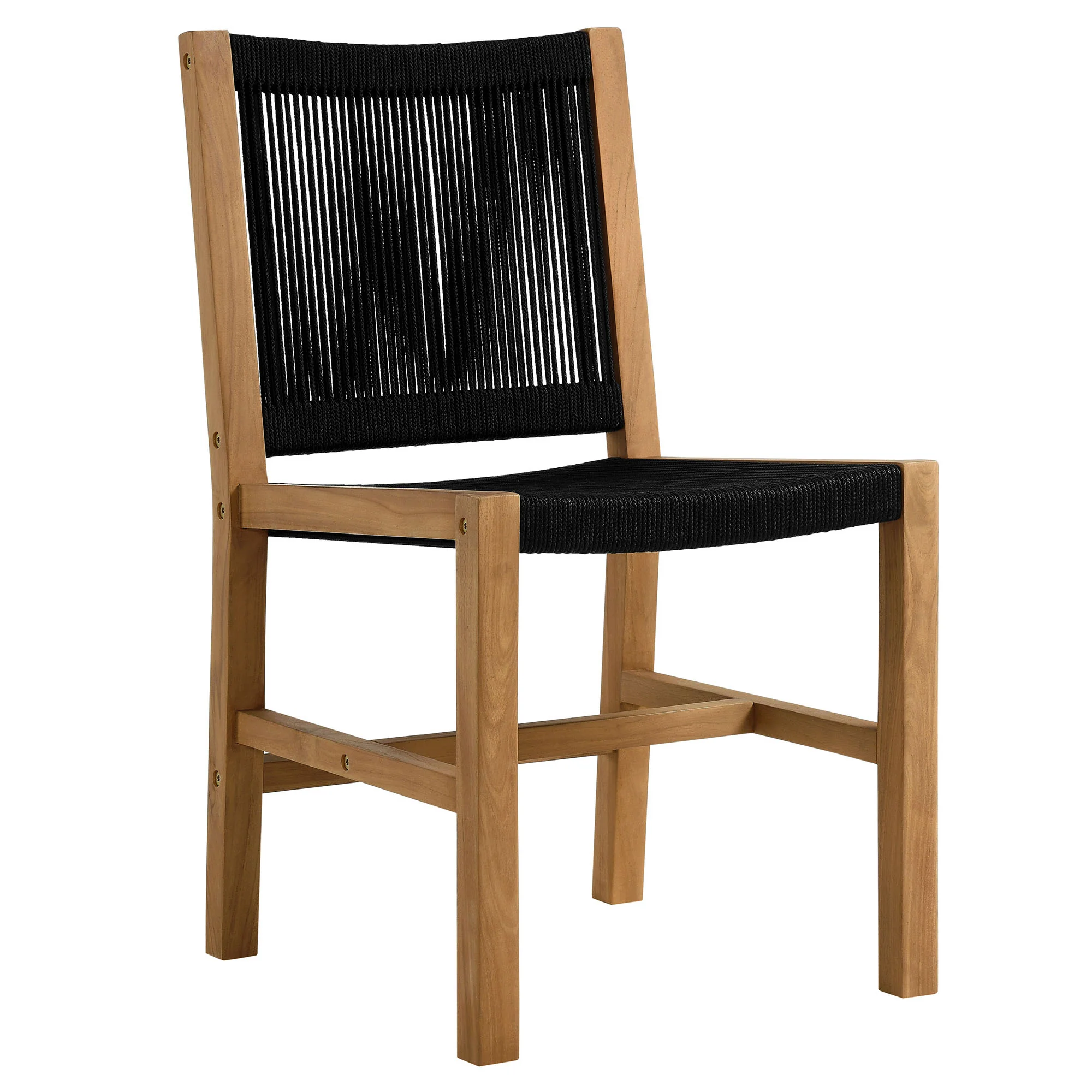 Vienna Outdoor Patio Teak and Rope Armless Dining Chairs Set of 2 by Modway - Image 3