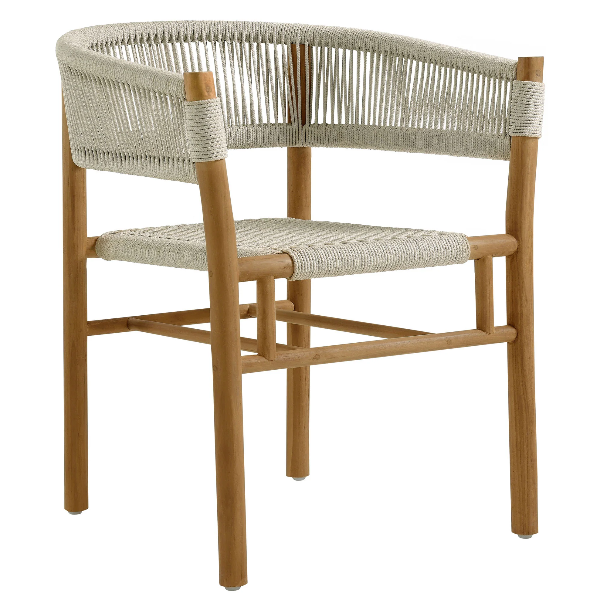 Vienna Outdoor Patio Teak and Rope Curved-Back Dining Armchairs Set of 2 by Modway - Image 13
