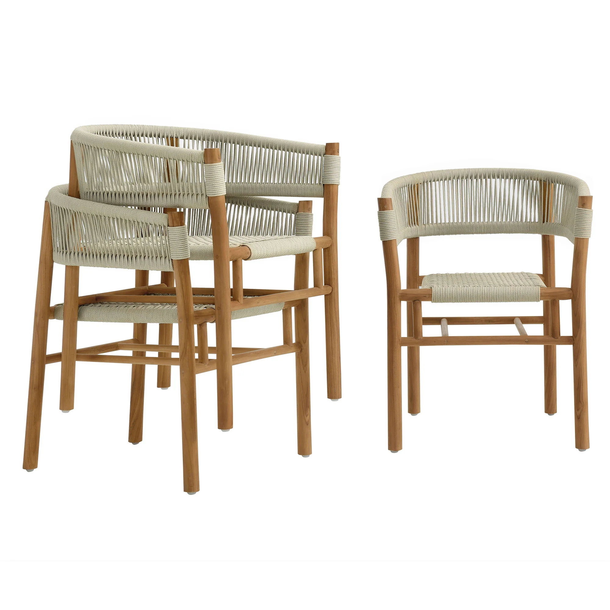 Vienna Outdoor Patio Teak and Rope Curved-Back Dining Armchairs Set of 2 by Modway - Image 17