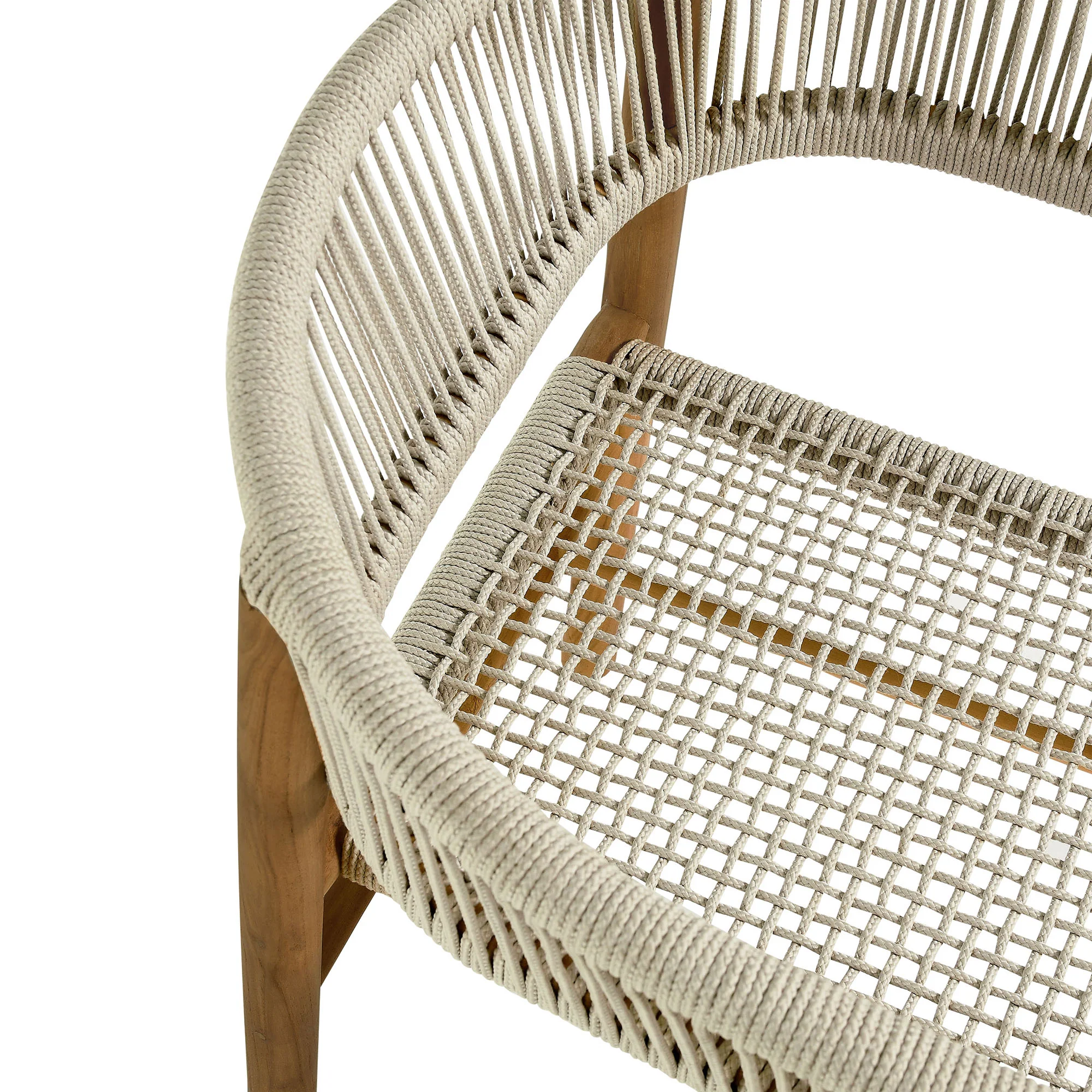 Vienna Outdoor Patio Teak and Rope Curved-Back Dining Armchairs Set of 2 by Modway - Image 18