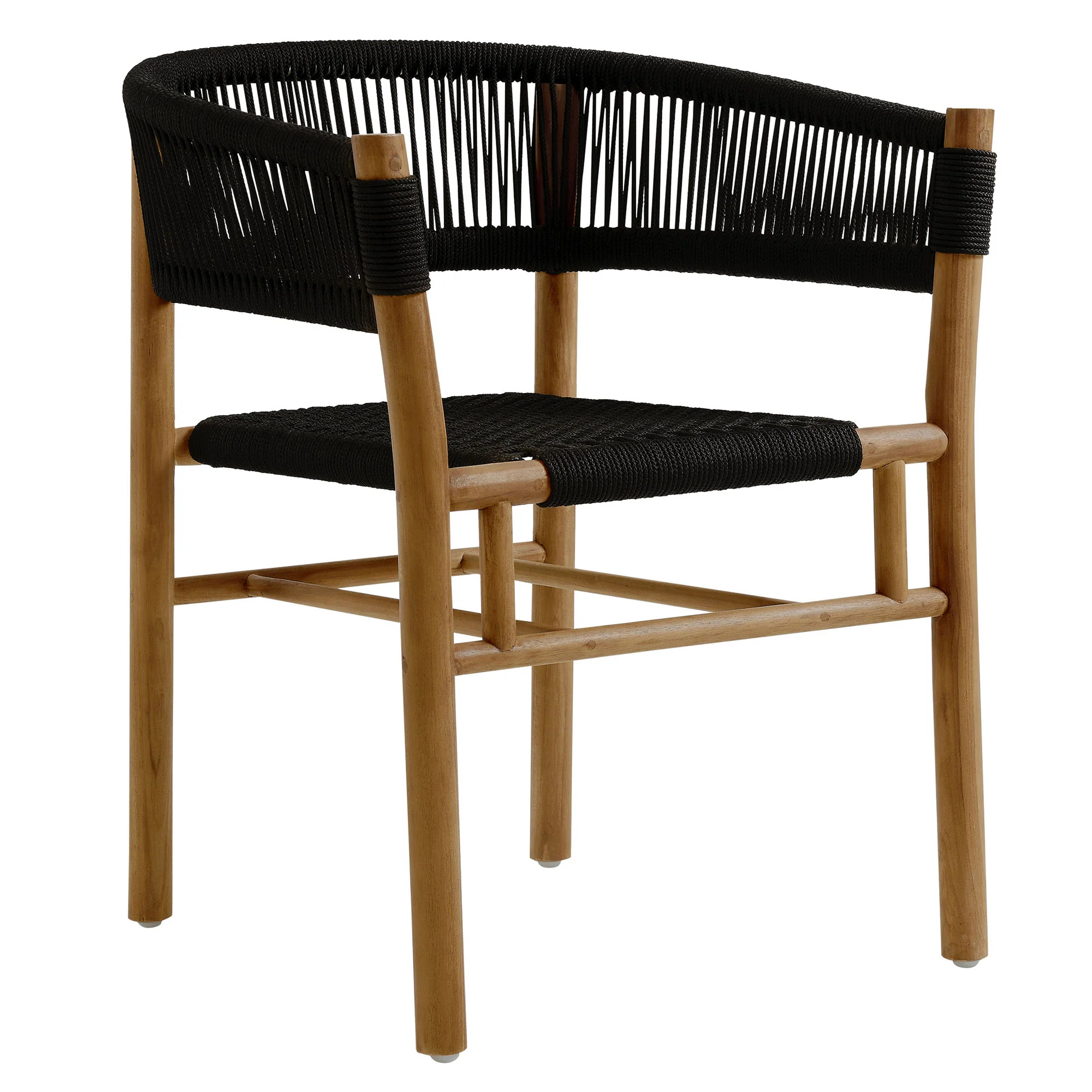 Vienna Outdoor Patio Teak and Rope Curved-Back Dining Armchairs Set of 2 by Modway - Image 3