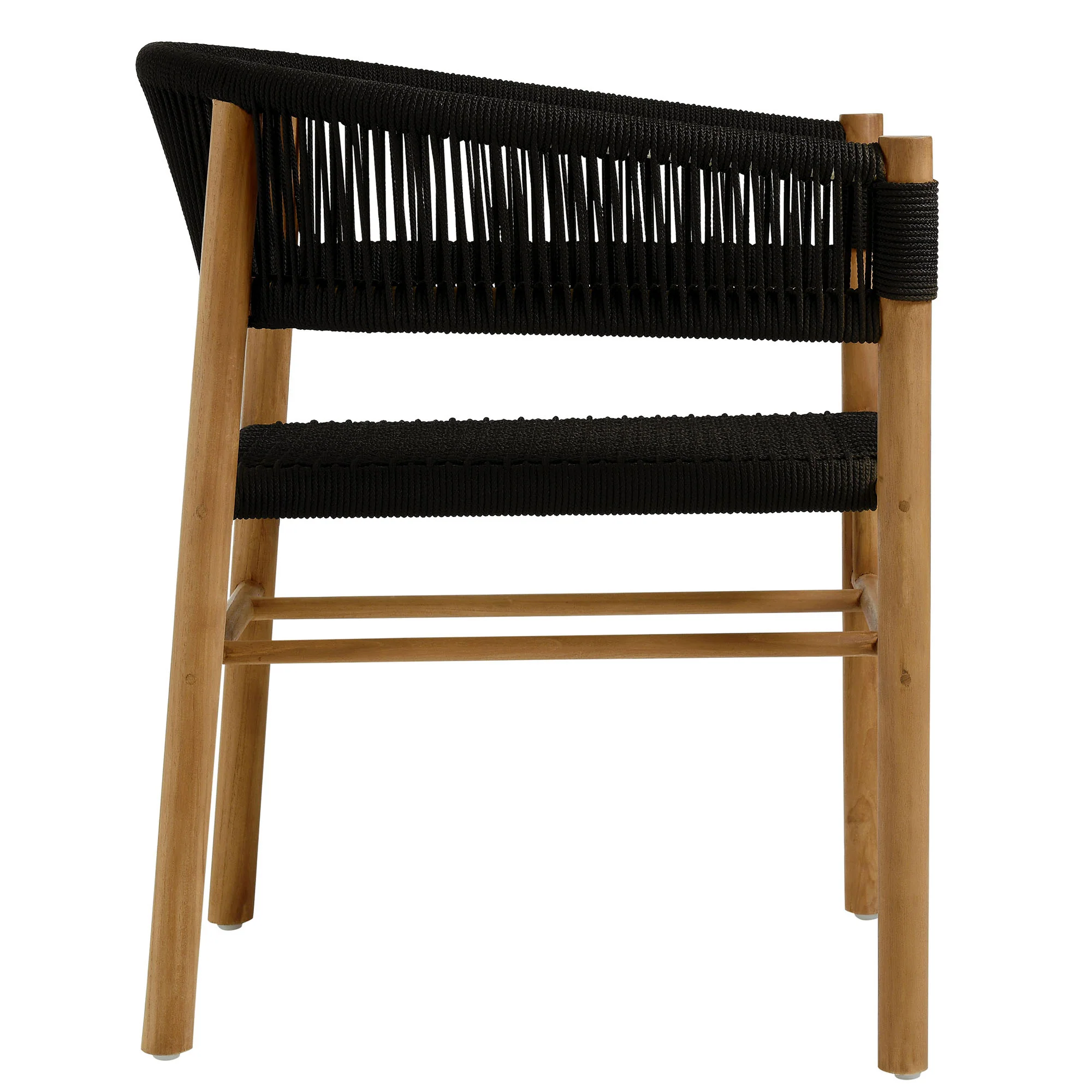 Vienna Outdoor Patio Teak and Rope Curved-Back Dining Armchairs Set of 2 by Modway - Image 4