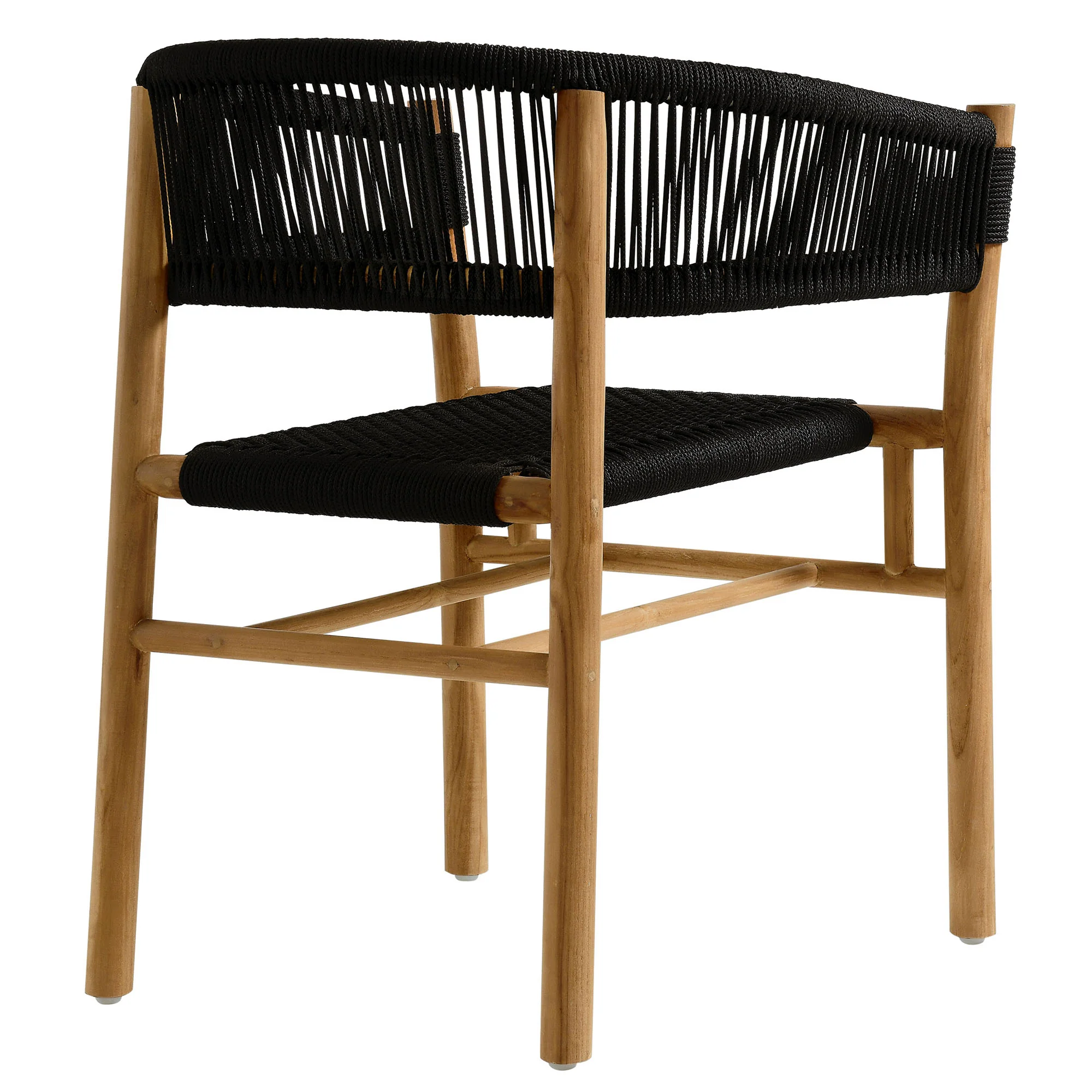 Vienna Outdoor Patio Teak and Rope Curved-Back Dining Armchairs Set of 2 by Modway - Image 5