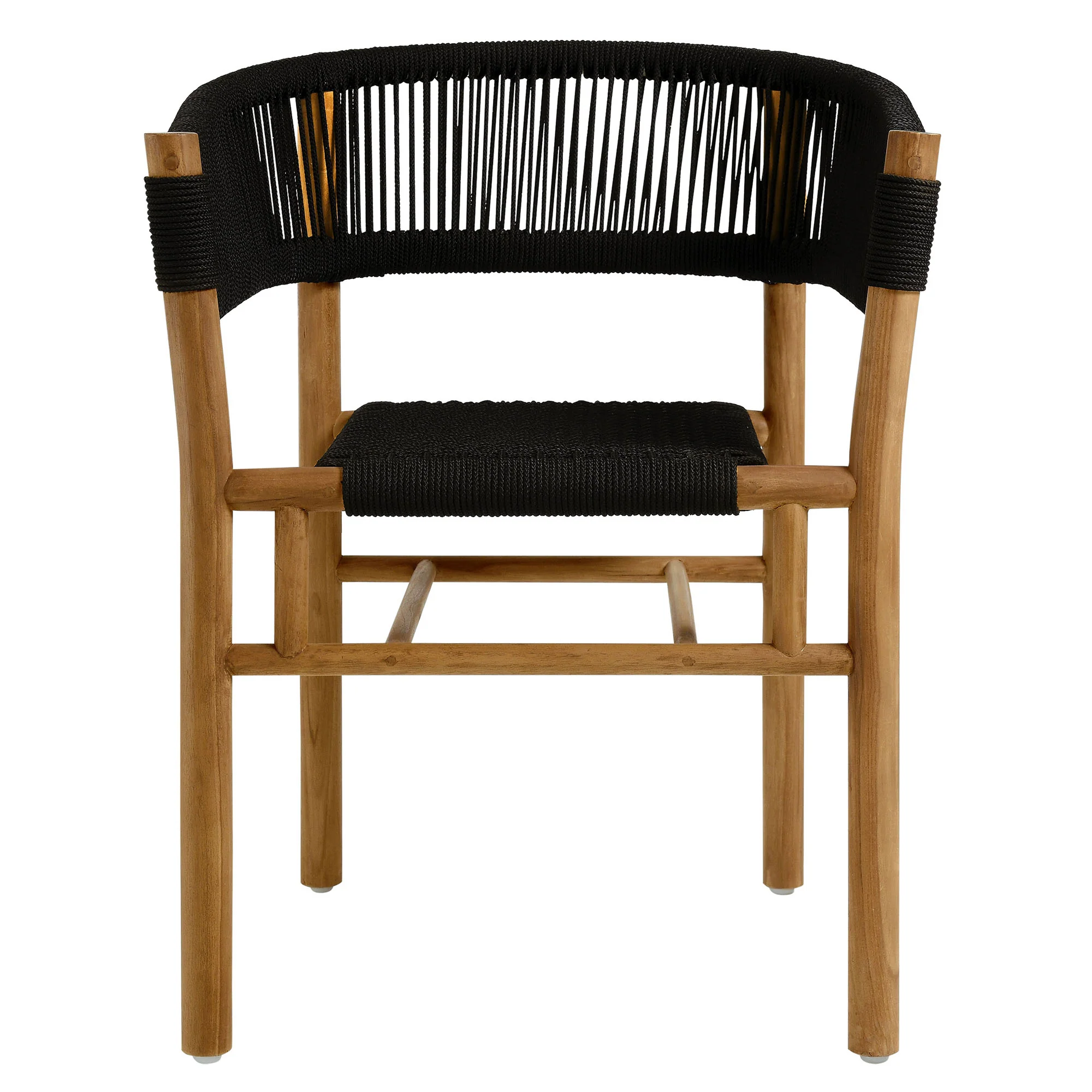 Vienna Outdoor Patio Teak and Rope Curved-Back Dining Armchairs Set of 2 by Modway - Image 6