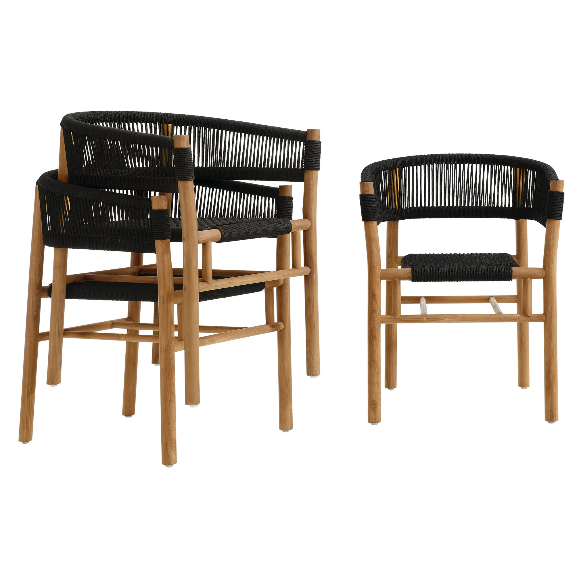 Vienna Outdoor Patio Teak and Rope Curved-Back Dining Armchairs Set of 2 by Modway - Image 7