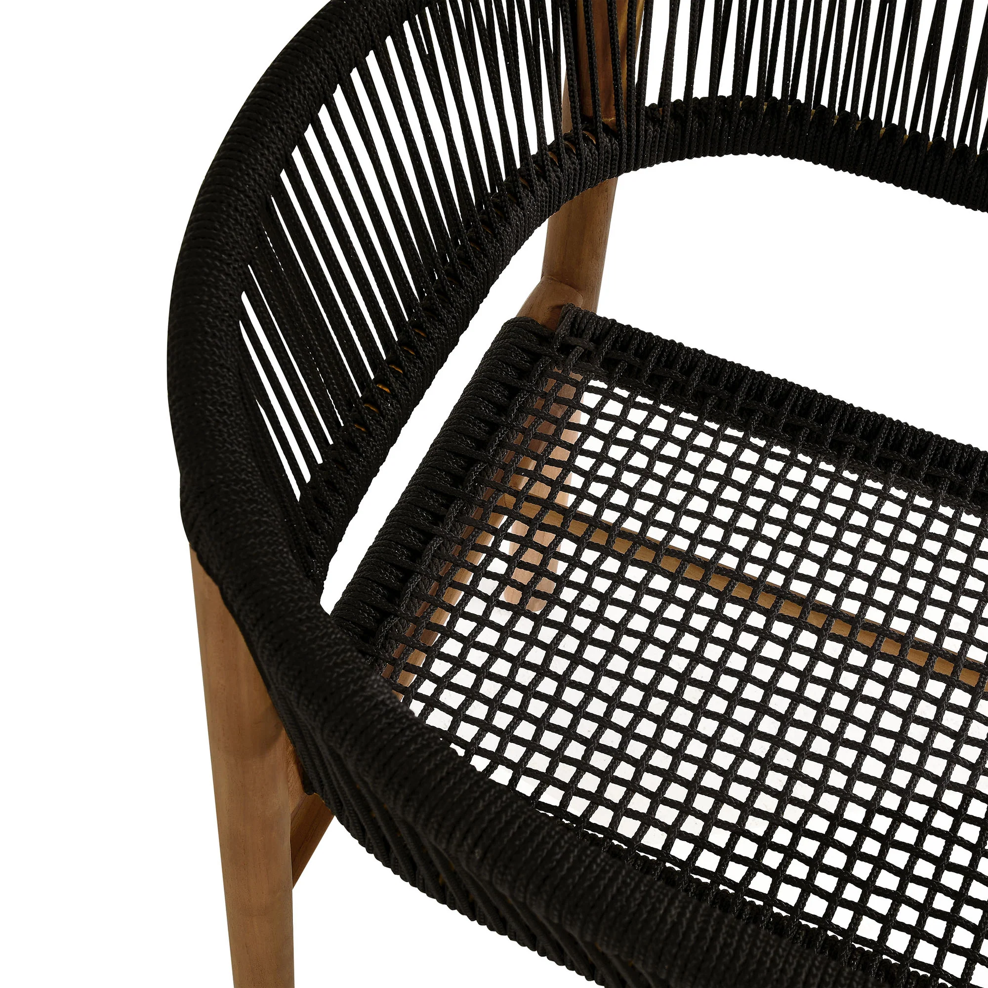 Vienna Outdoor Patio Teak and Rope Curved-Back Dining Armchairs Set of 2 by Modway - Image 8