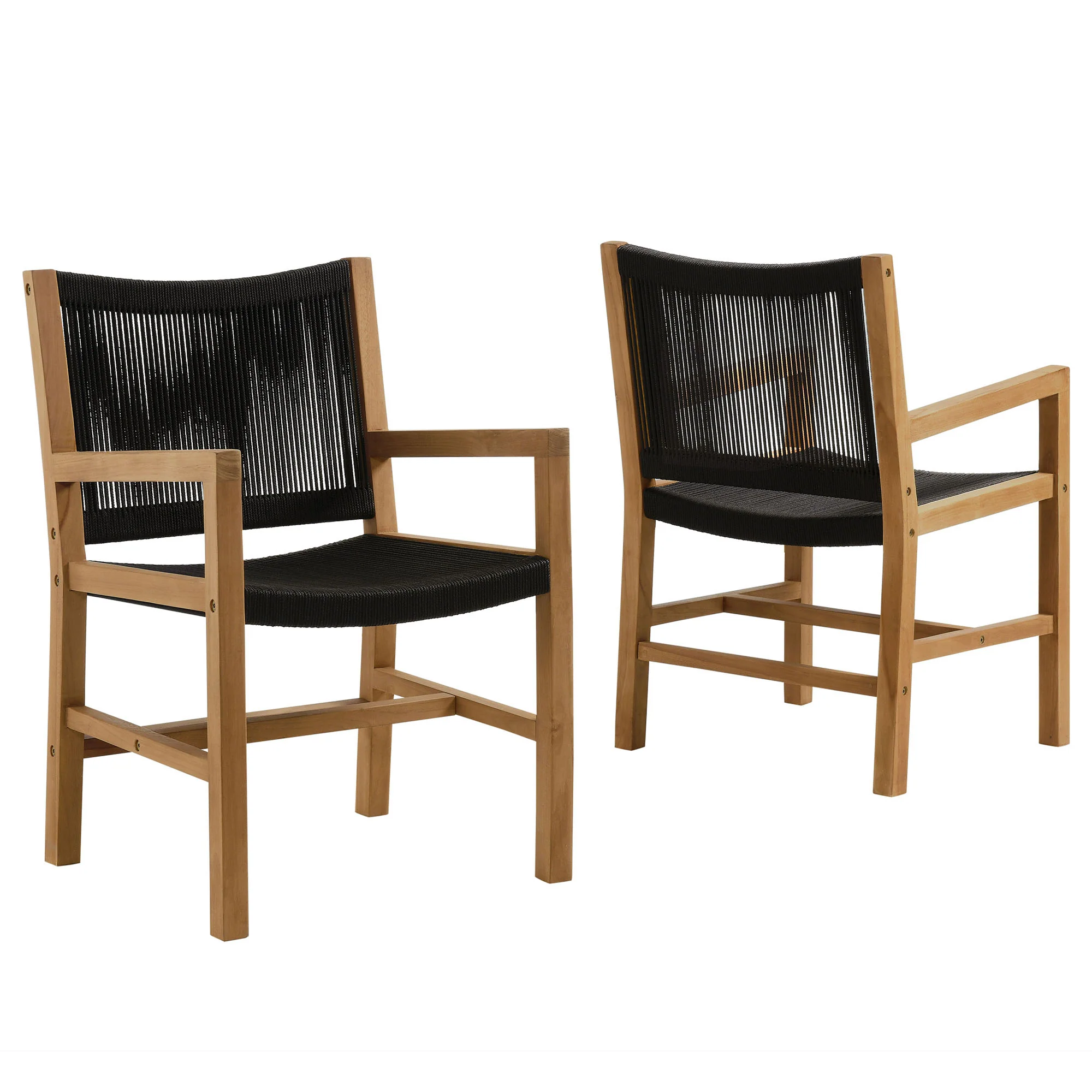 Vienna Outdoor Patio Teak and Rope Dining Armchairs Set of 2 by Modway - Image 2