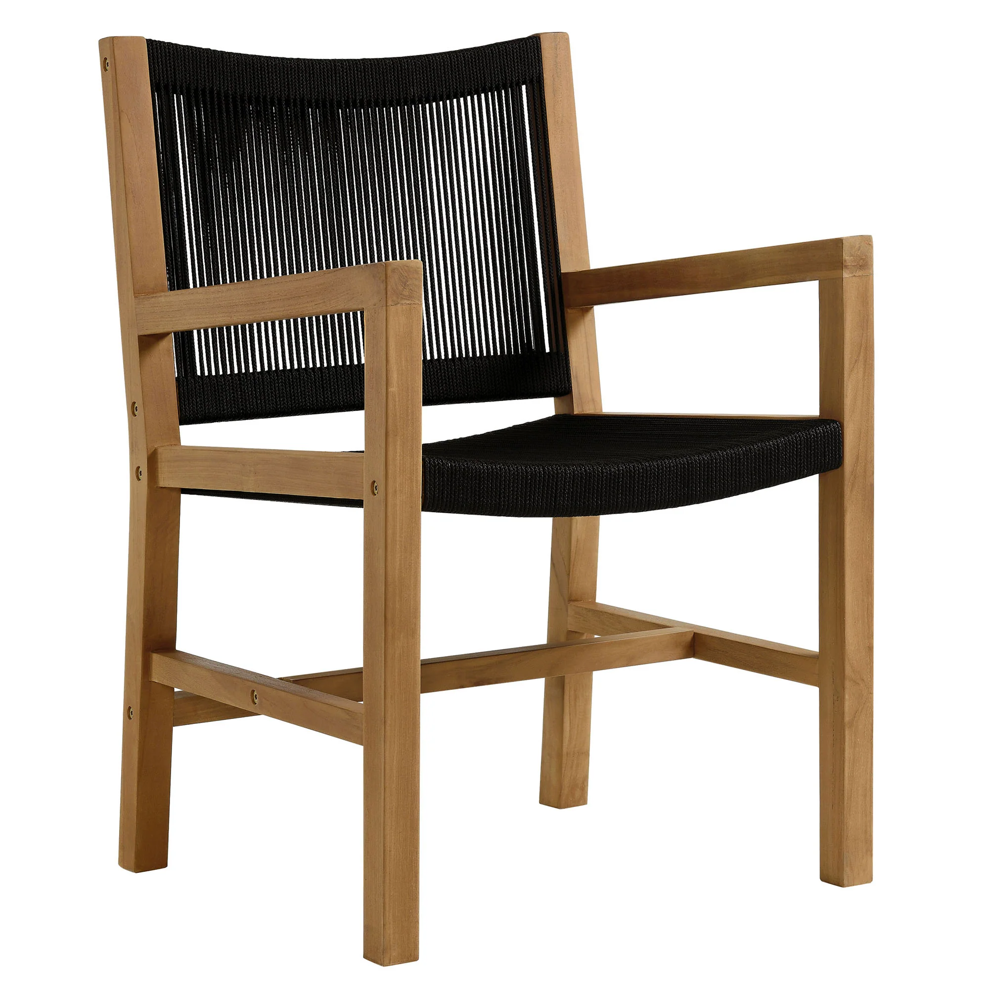 Vienna Outdoor Patio Teak and Rope Dining Armchairs Set of 2 by Modway - Image 3