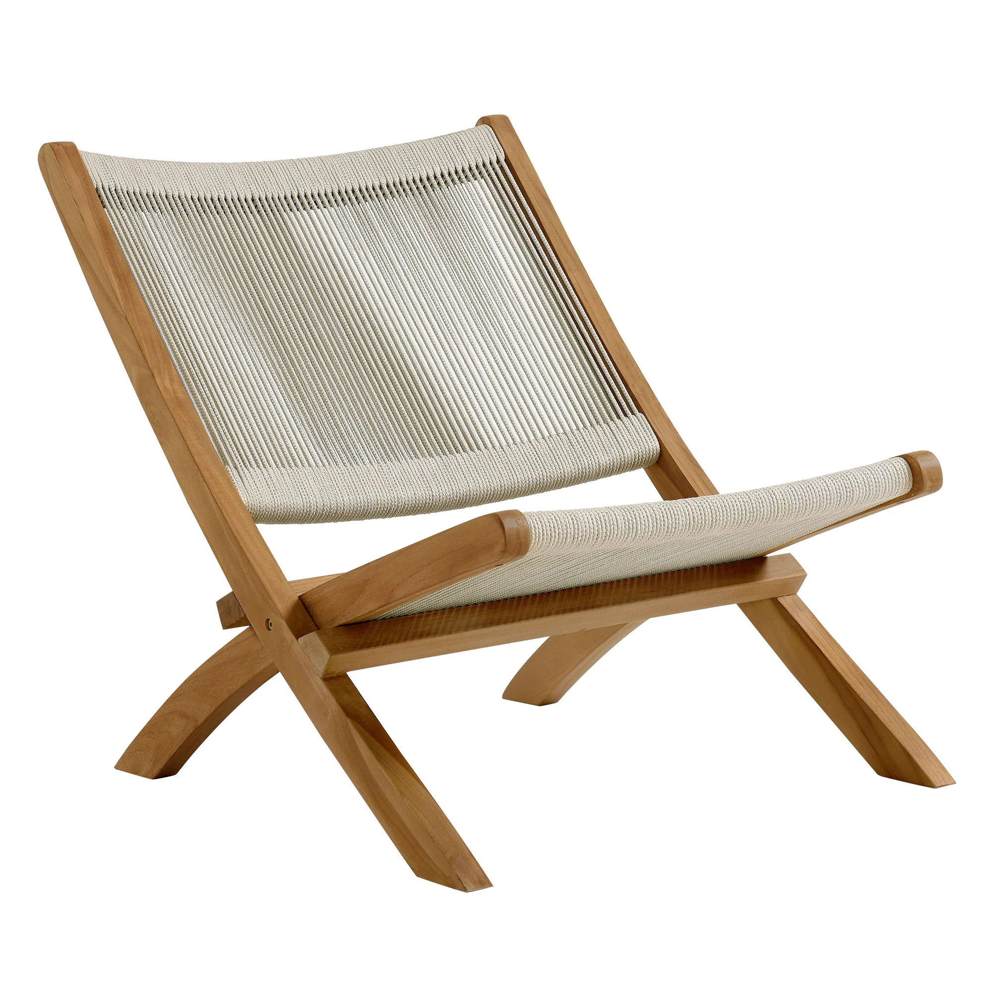 Vienna Outdoor Patio Teak and Rope Folding Accent Lounge Chair by Modway - Image 11