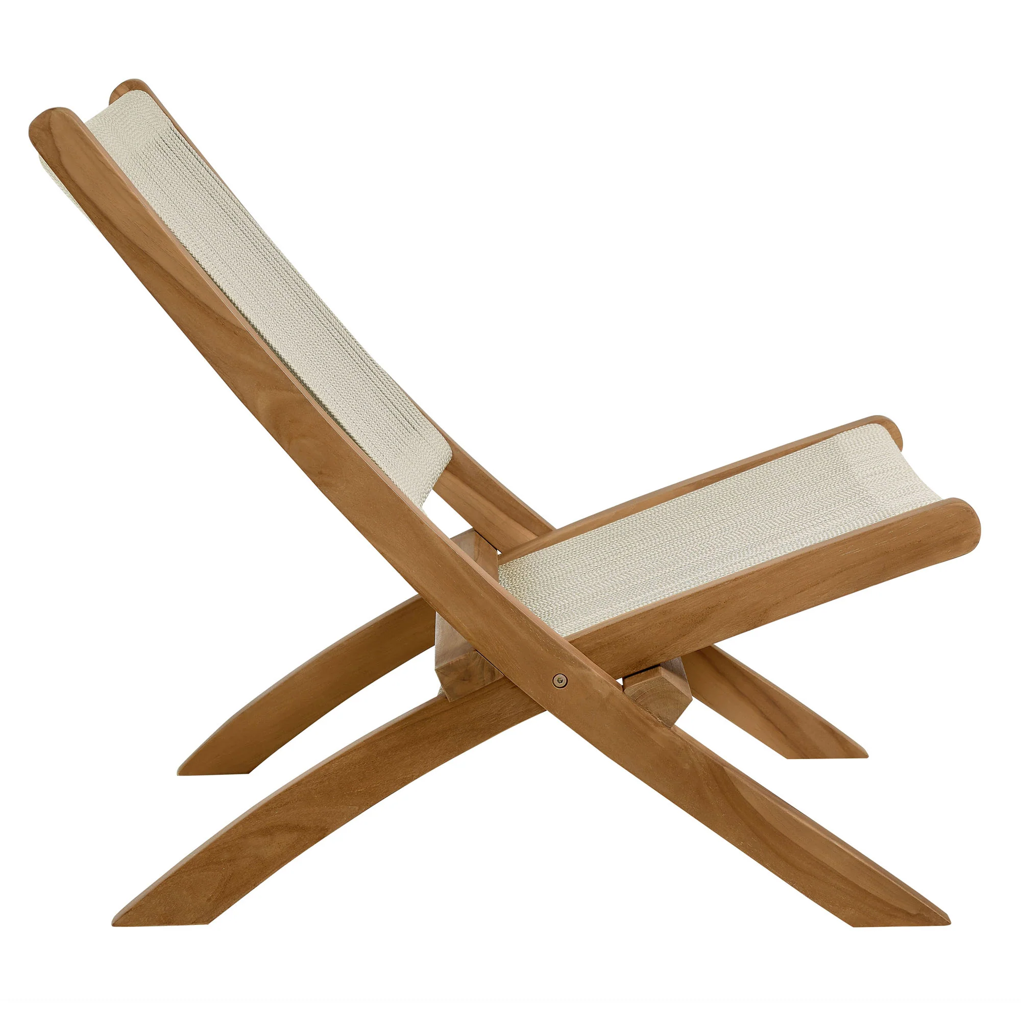 Vienna Outdoor Patio Teak and Rope Folding Accent Lounge Chair by Modway - Image 12
