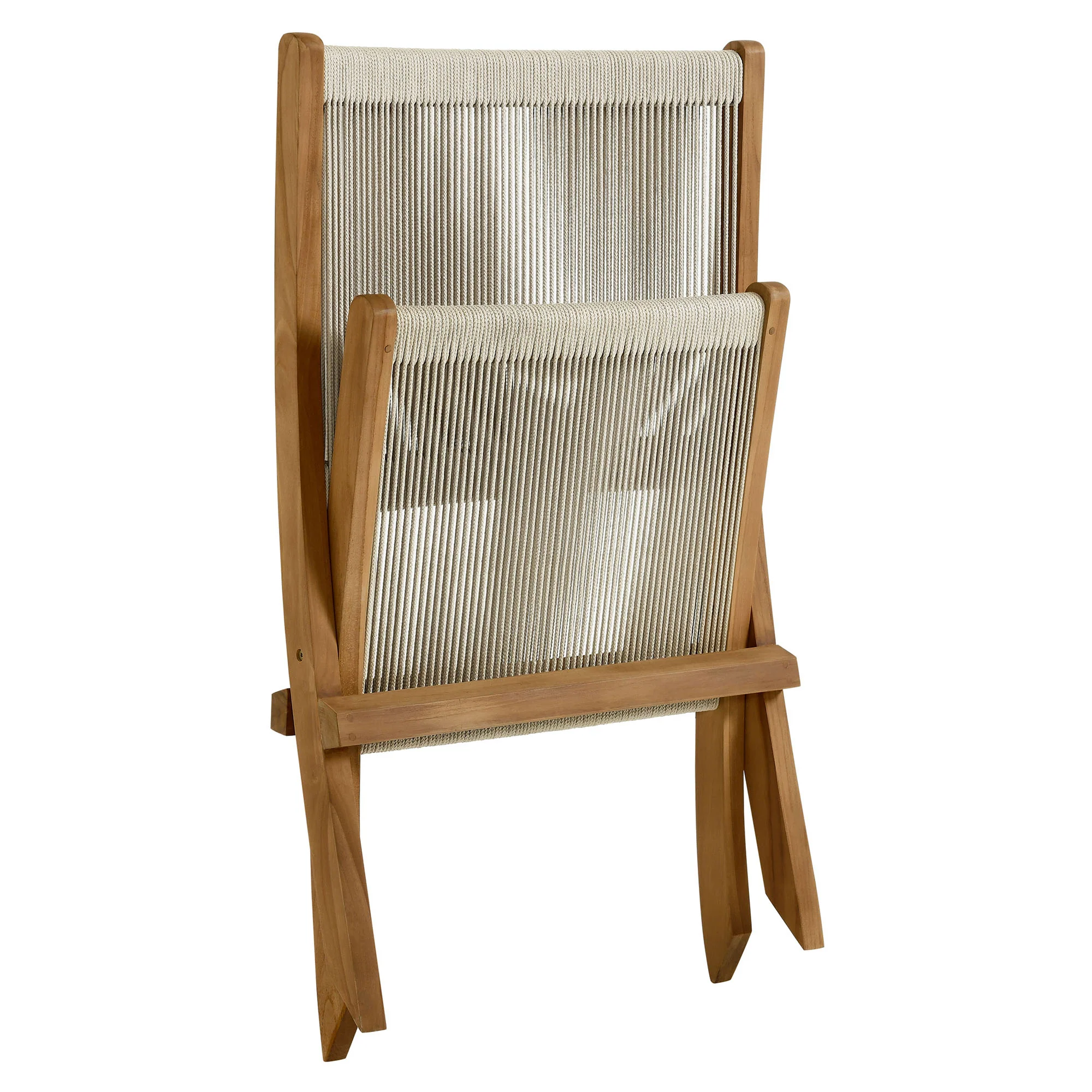 Vienna Outdoor Patio Teak and Rope Folding Accent Lounge Chair by Modway - Image 15